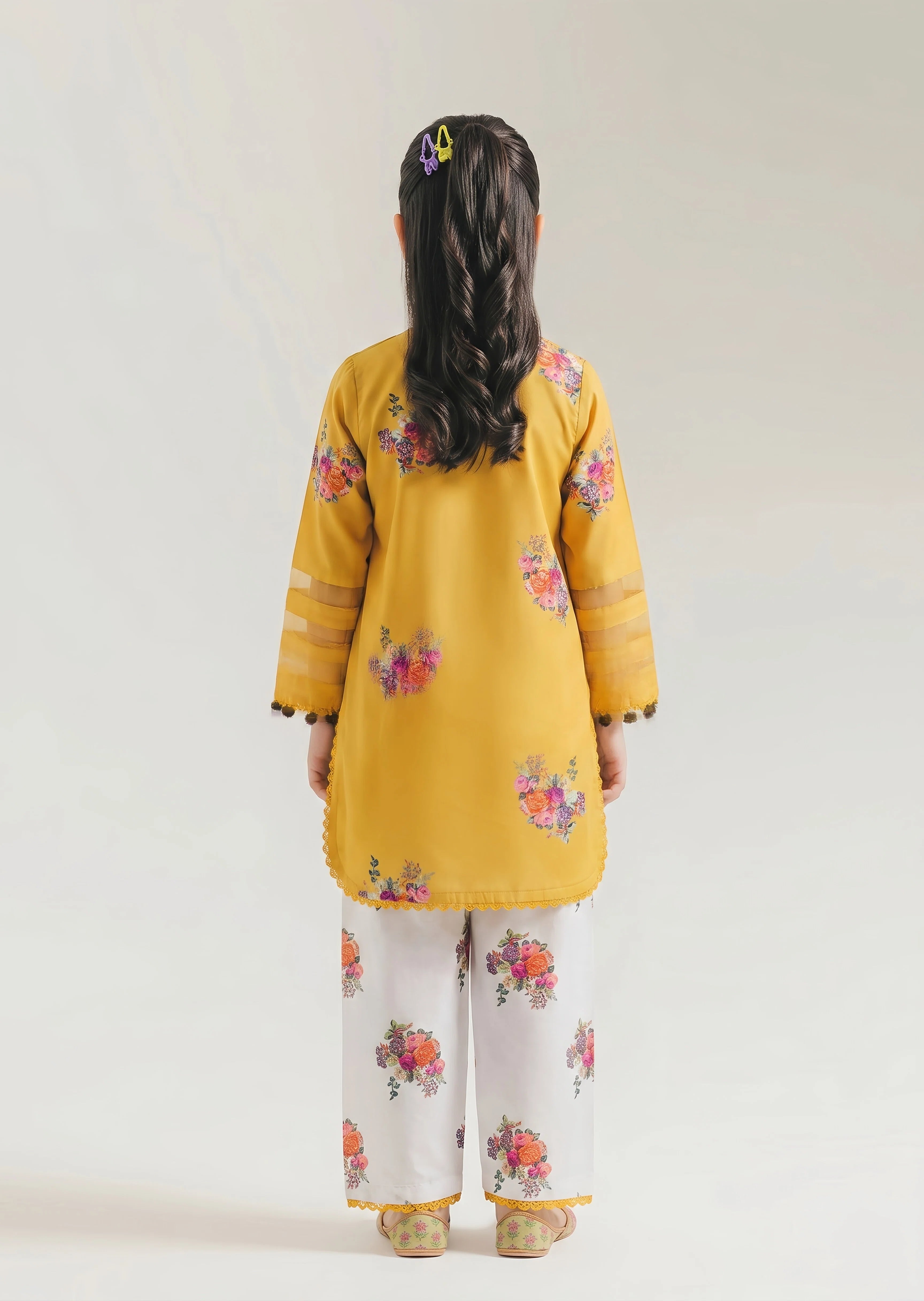 poly lawn Kurta Set in Mustard