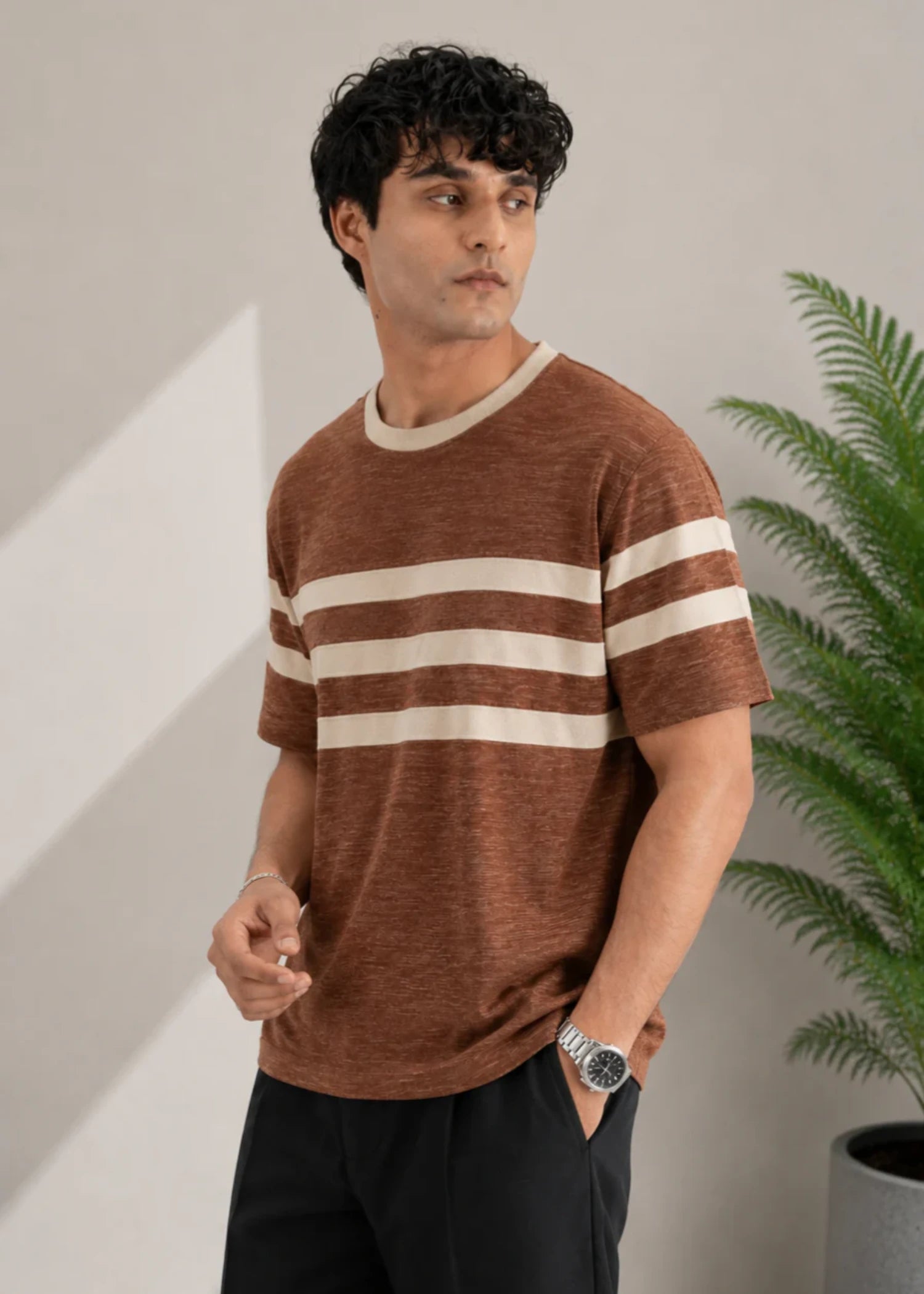 cotton T Shirt in Rustic brown