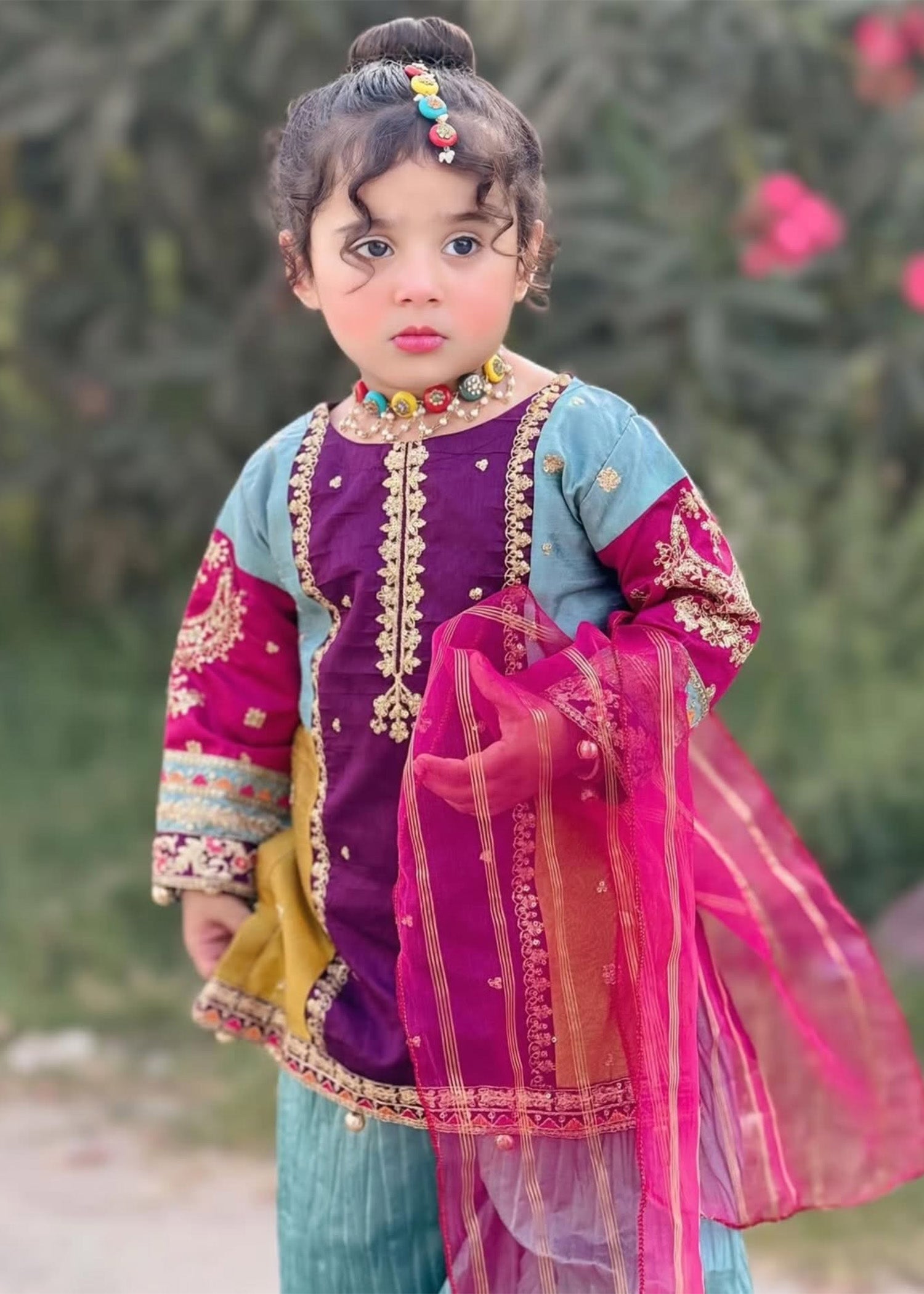 raw silk Kurta Set in Purple
