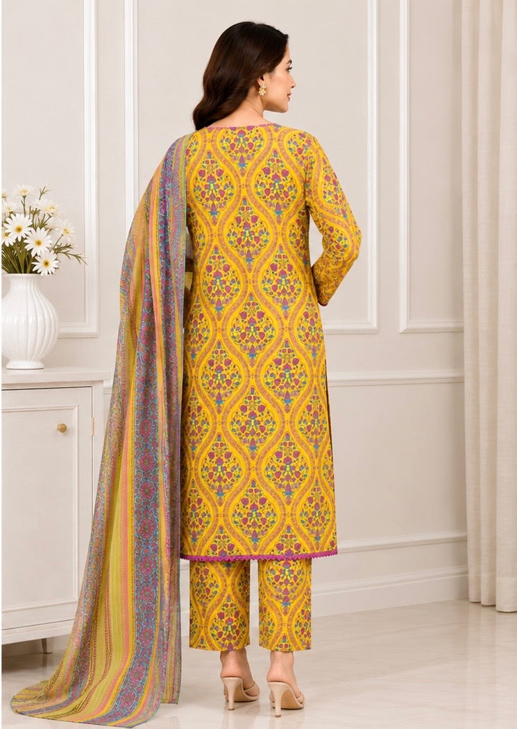 lawn Kurta Set in Mustard, lemon