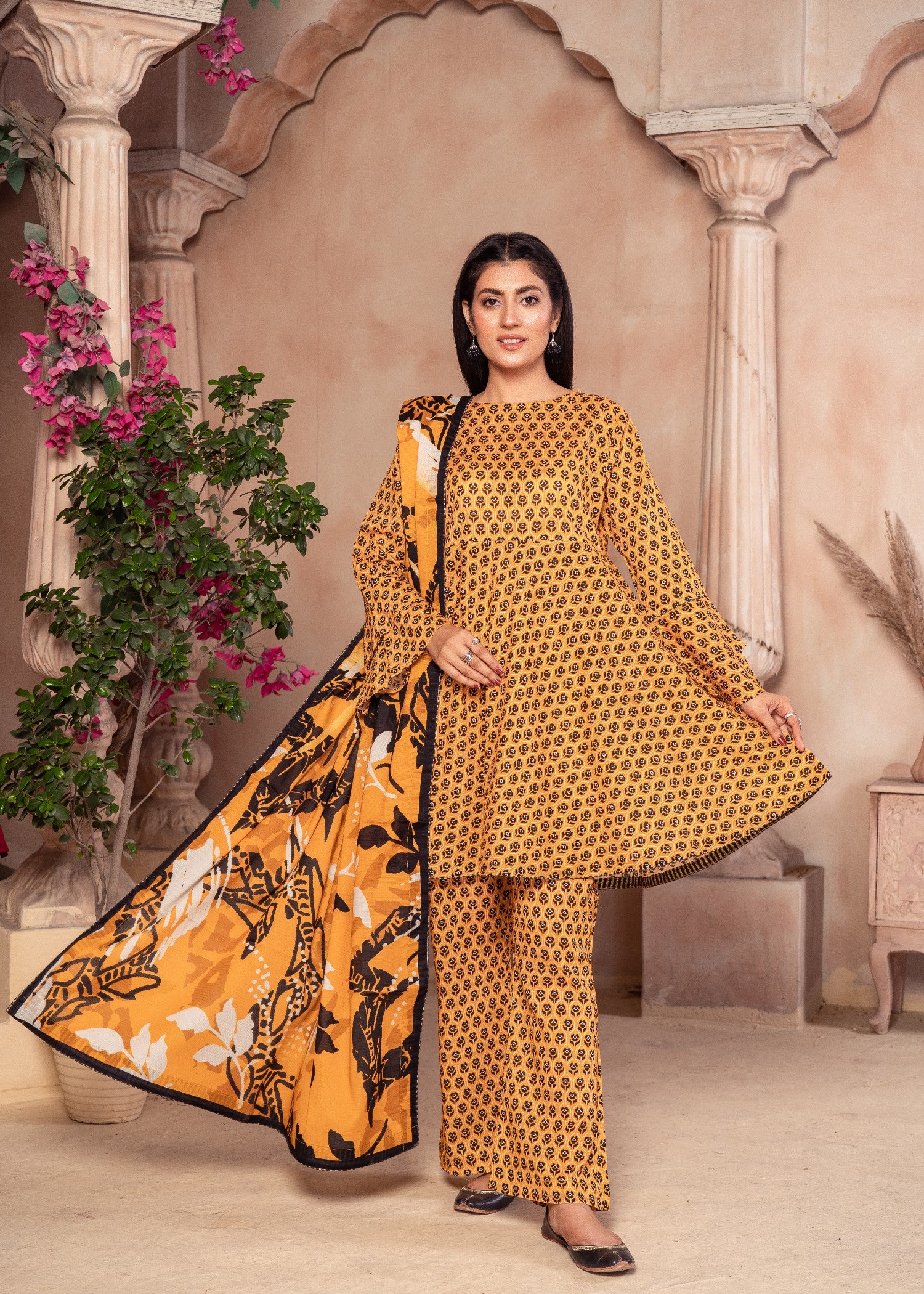 lawn Short Frock in Yellow
