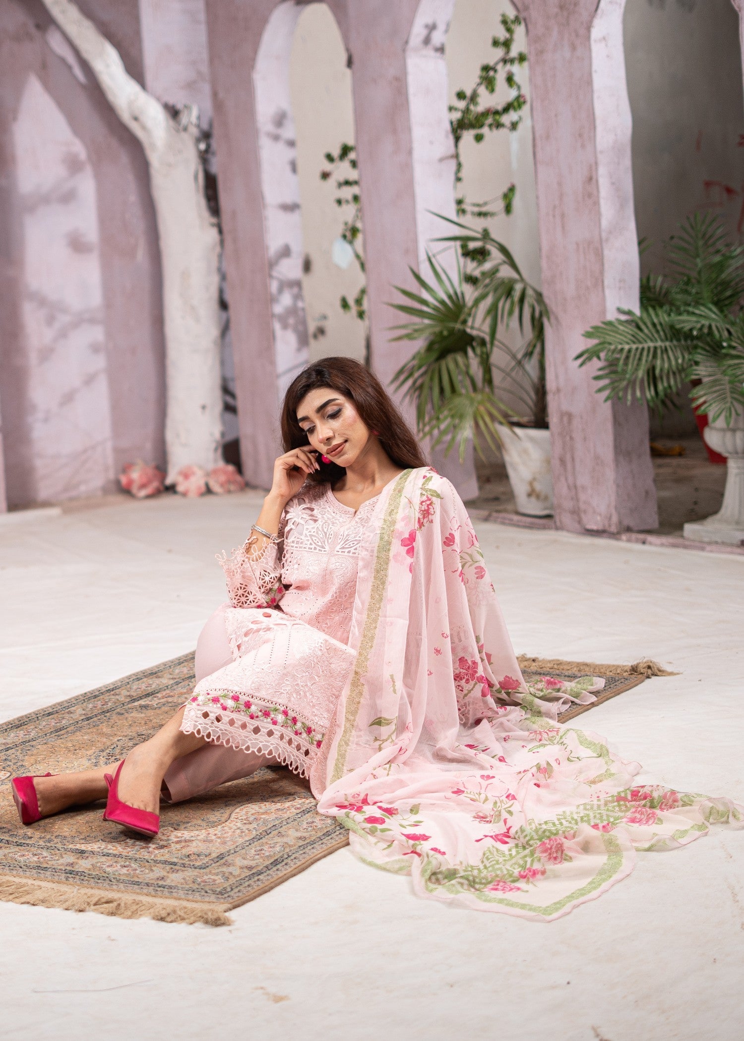 cotton Kurta Set in Baby pink