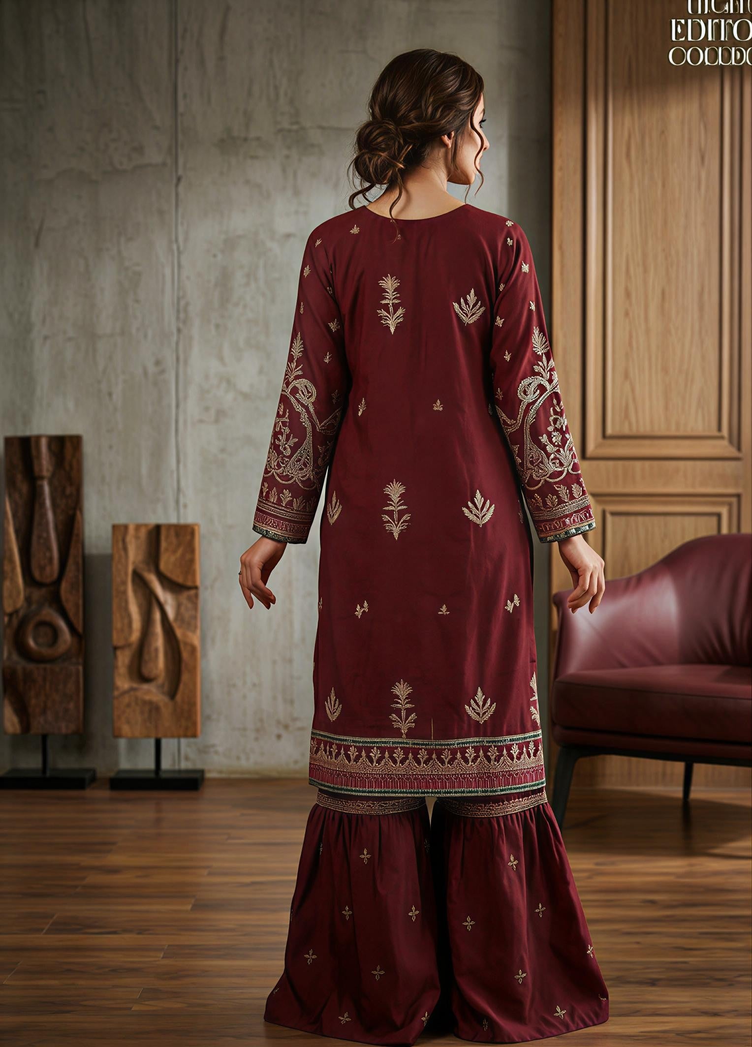 net Gharara in Maroon