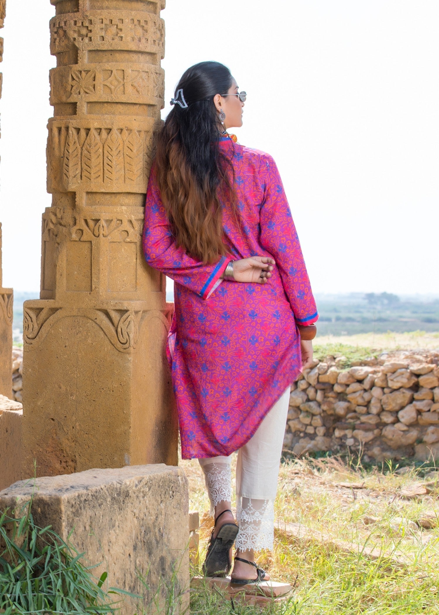 cotton Kurti in Magenta