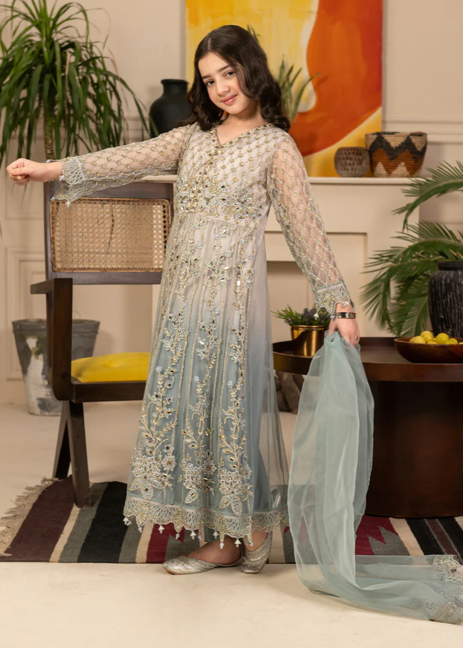 polyester net Pishwas in Multi