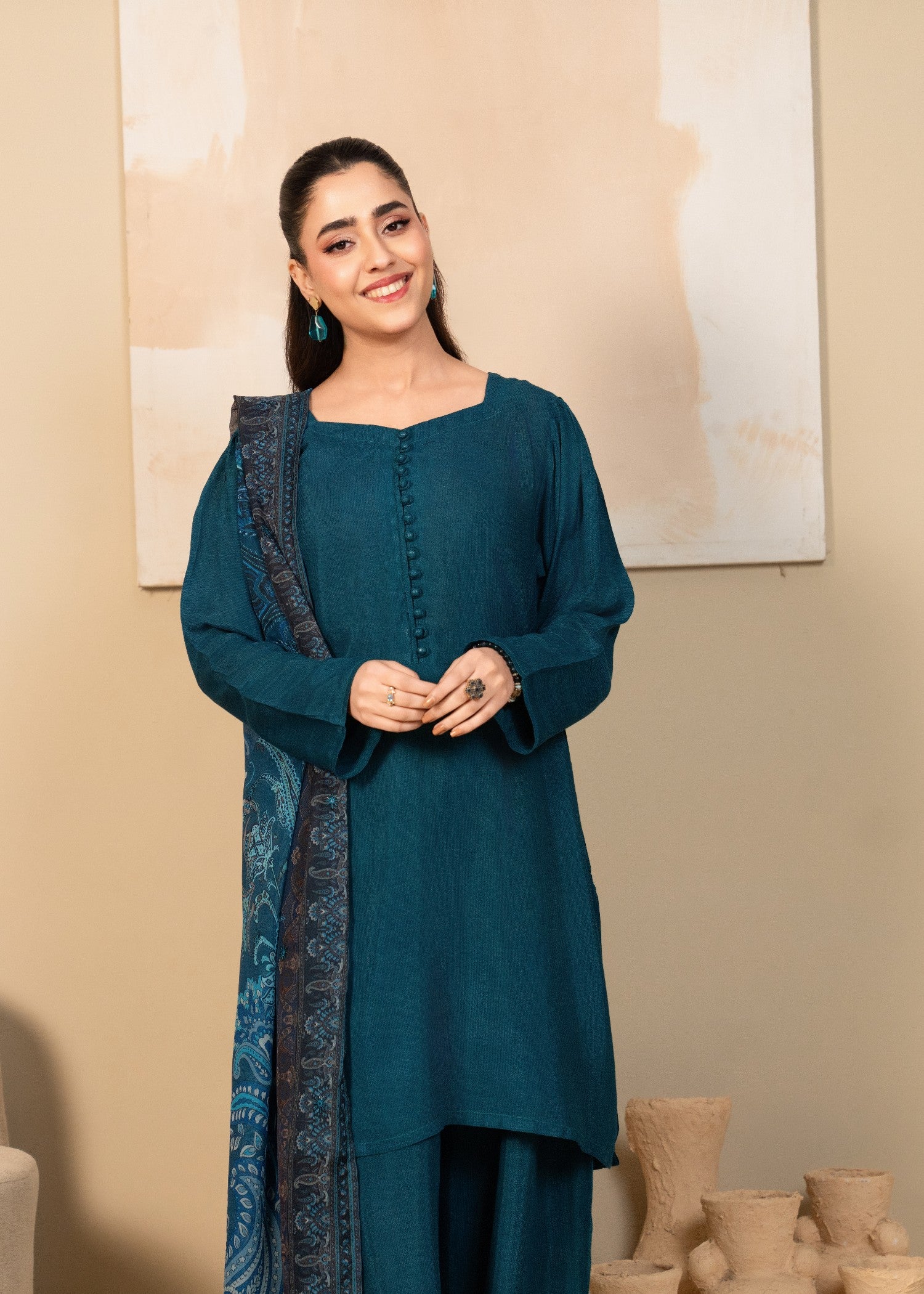 raw silk Kurta Set in Twilight blue