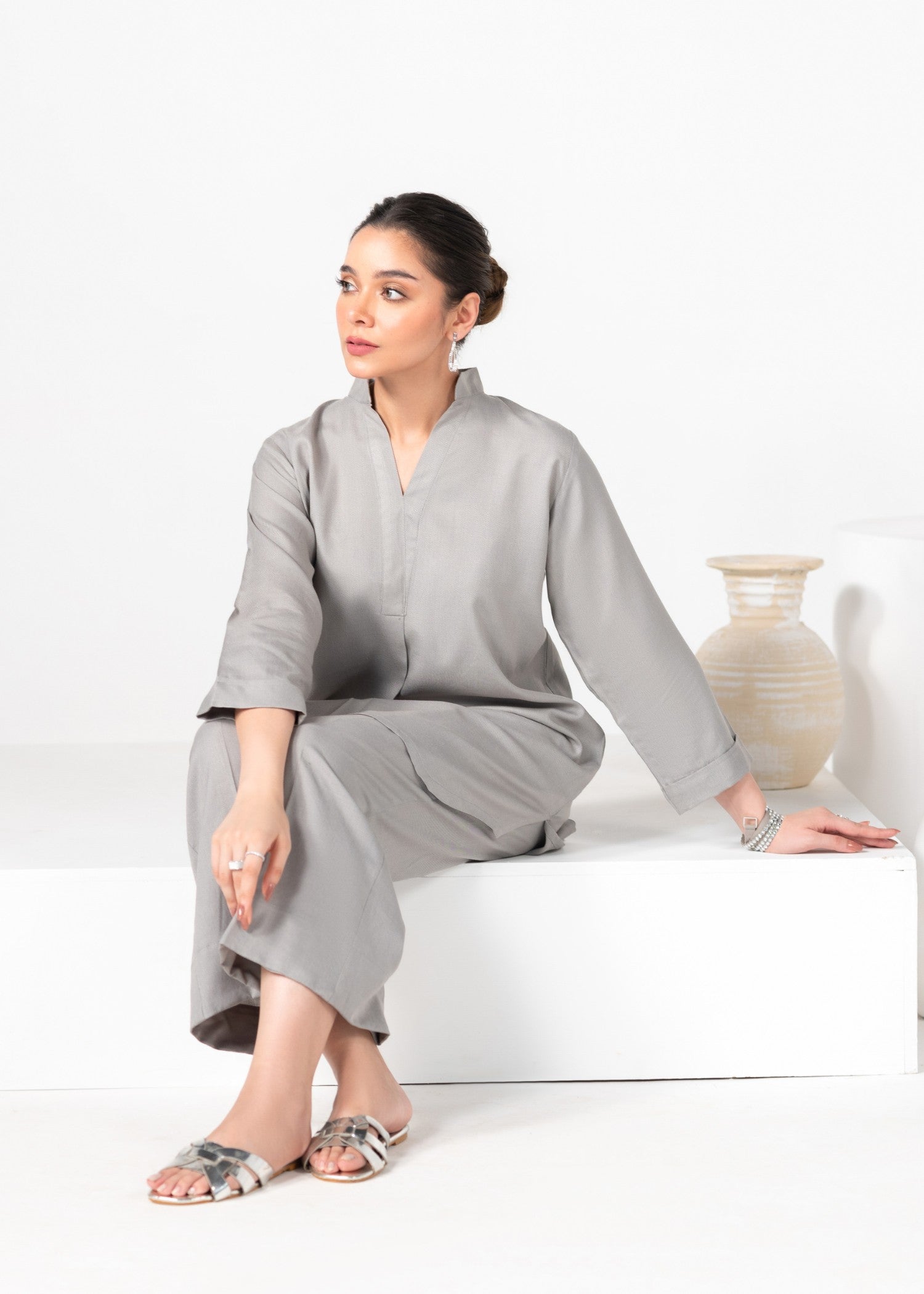 karandi Co ord Sets in Grey