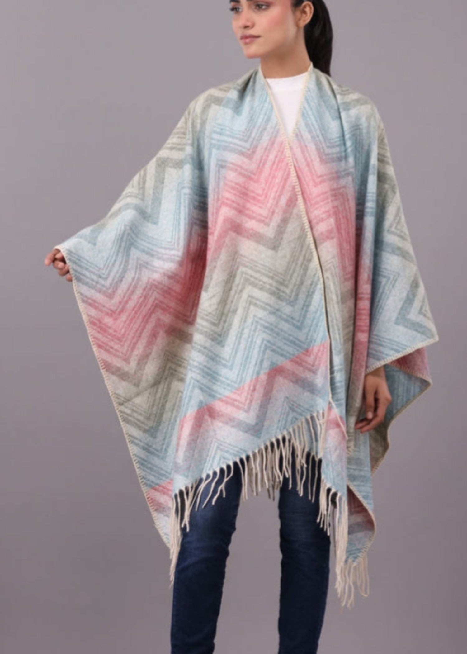 Cape Shawl in Blue Color by - Trendy Women Cape Shawl BOV1487