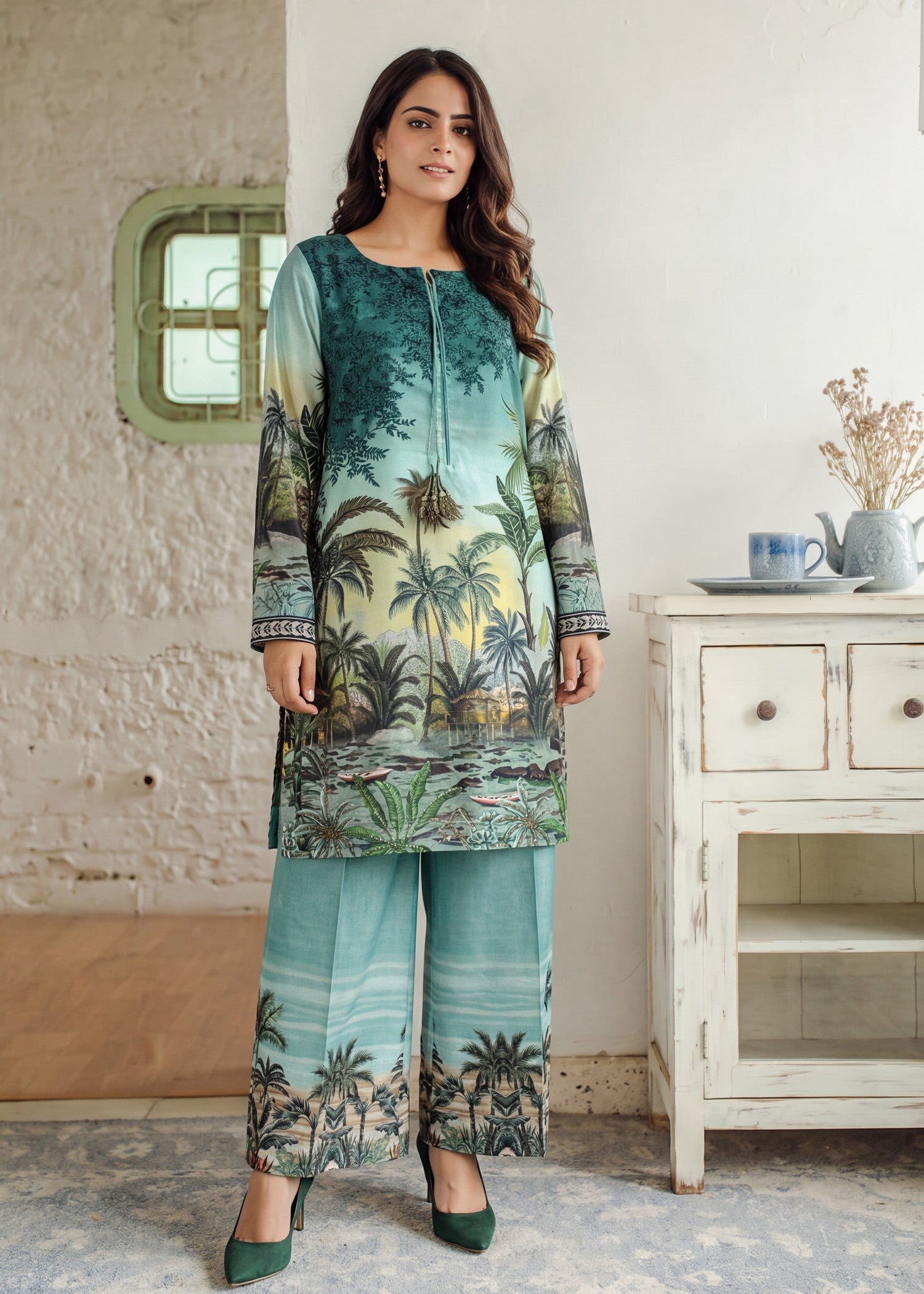 lawn Co Ord Sets in Sea green