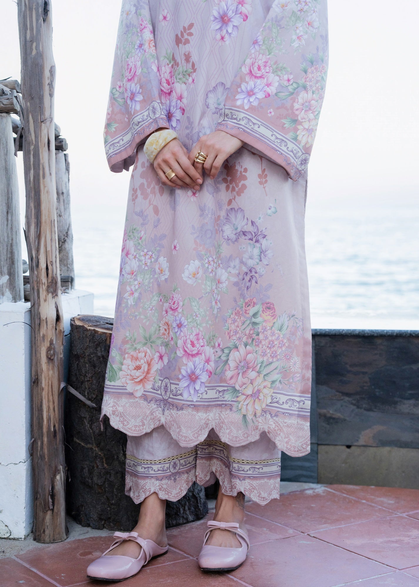 silk grip Kurta Set in Lavender
