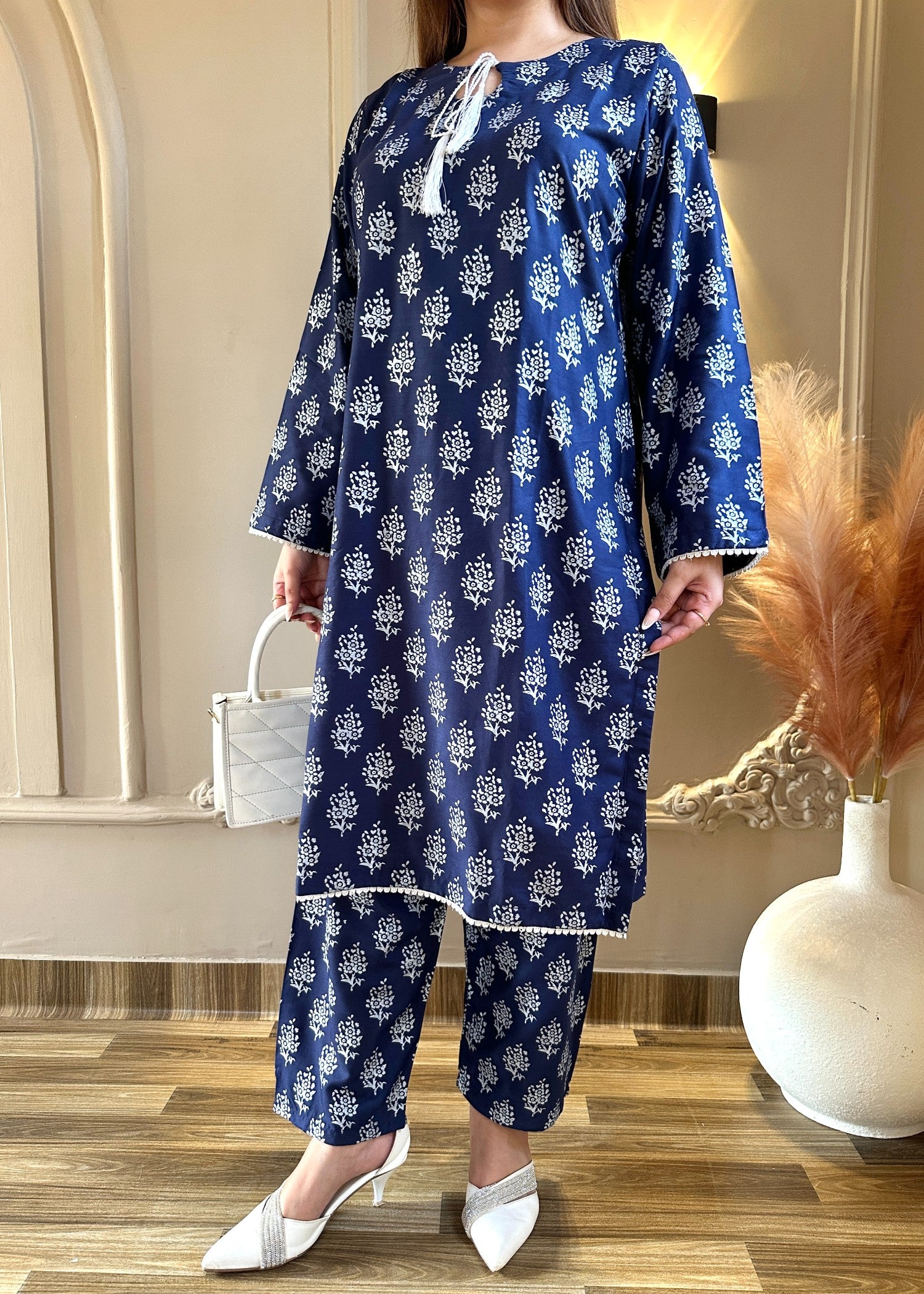 arabic lawn Co Ord Sets in Navy blue