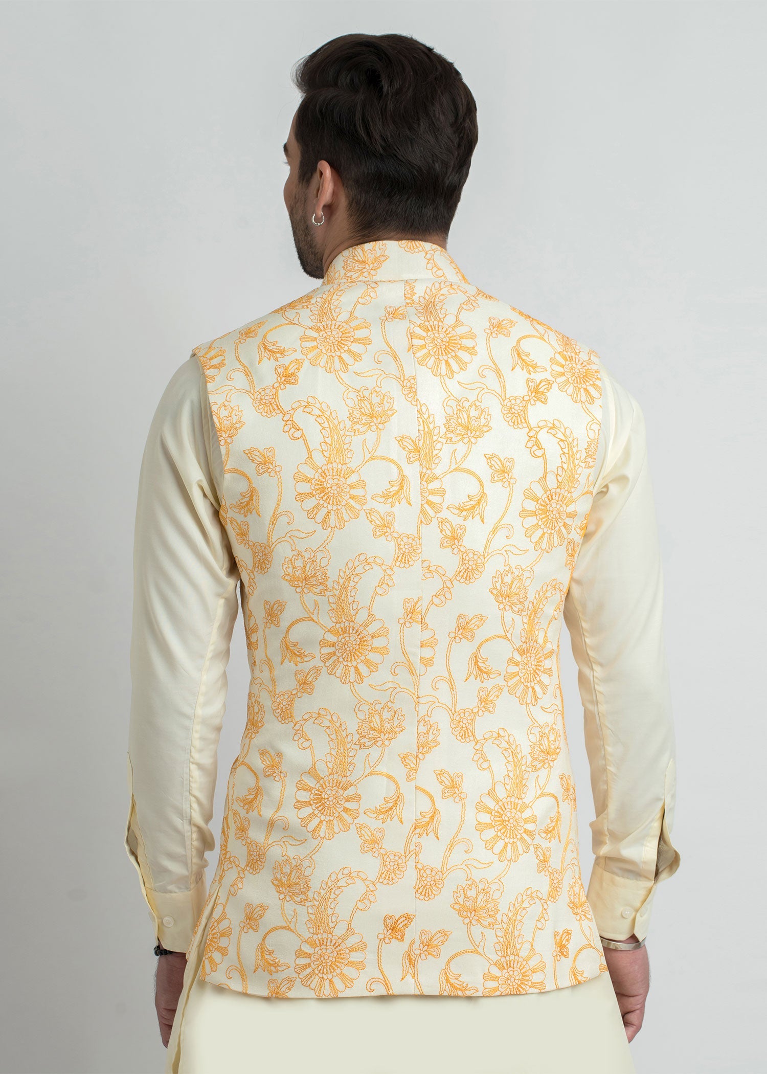 viscose raw silk Waistcoat in Off-white