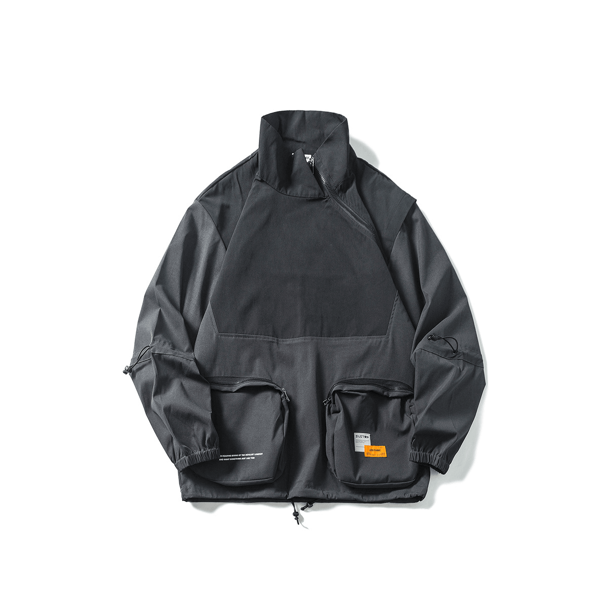 Trendy Diagonal Zipper round Pocket Jacket