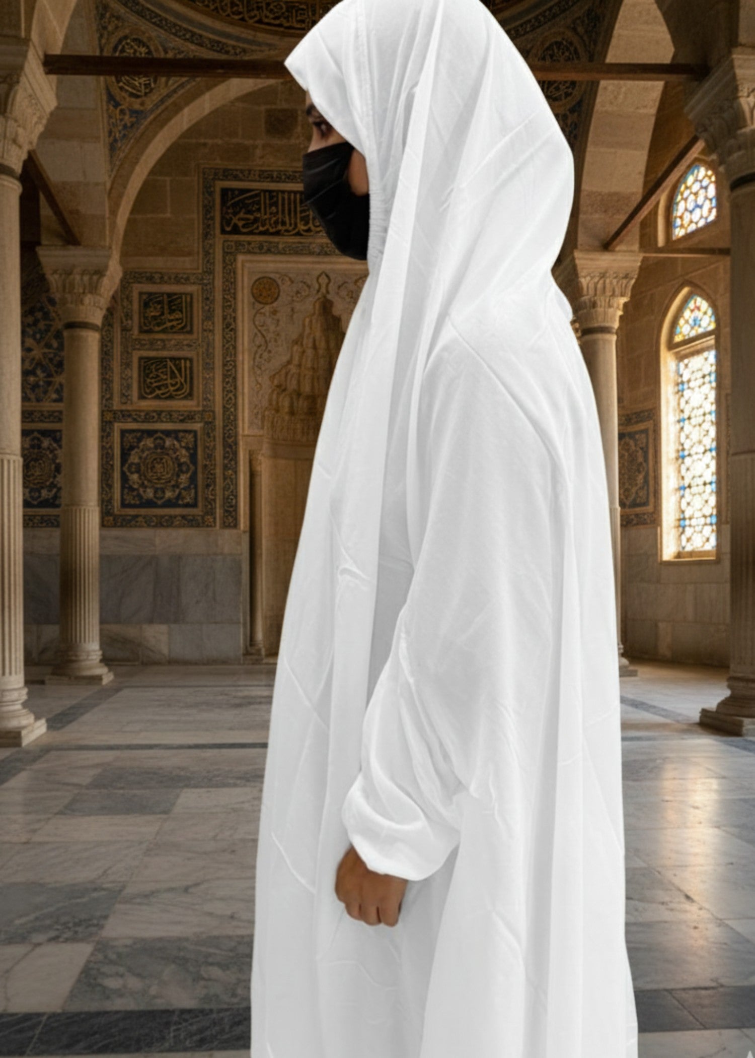 cotton linen Chaddar in White
