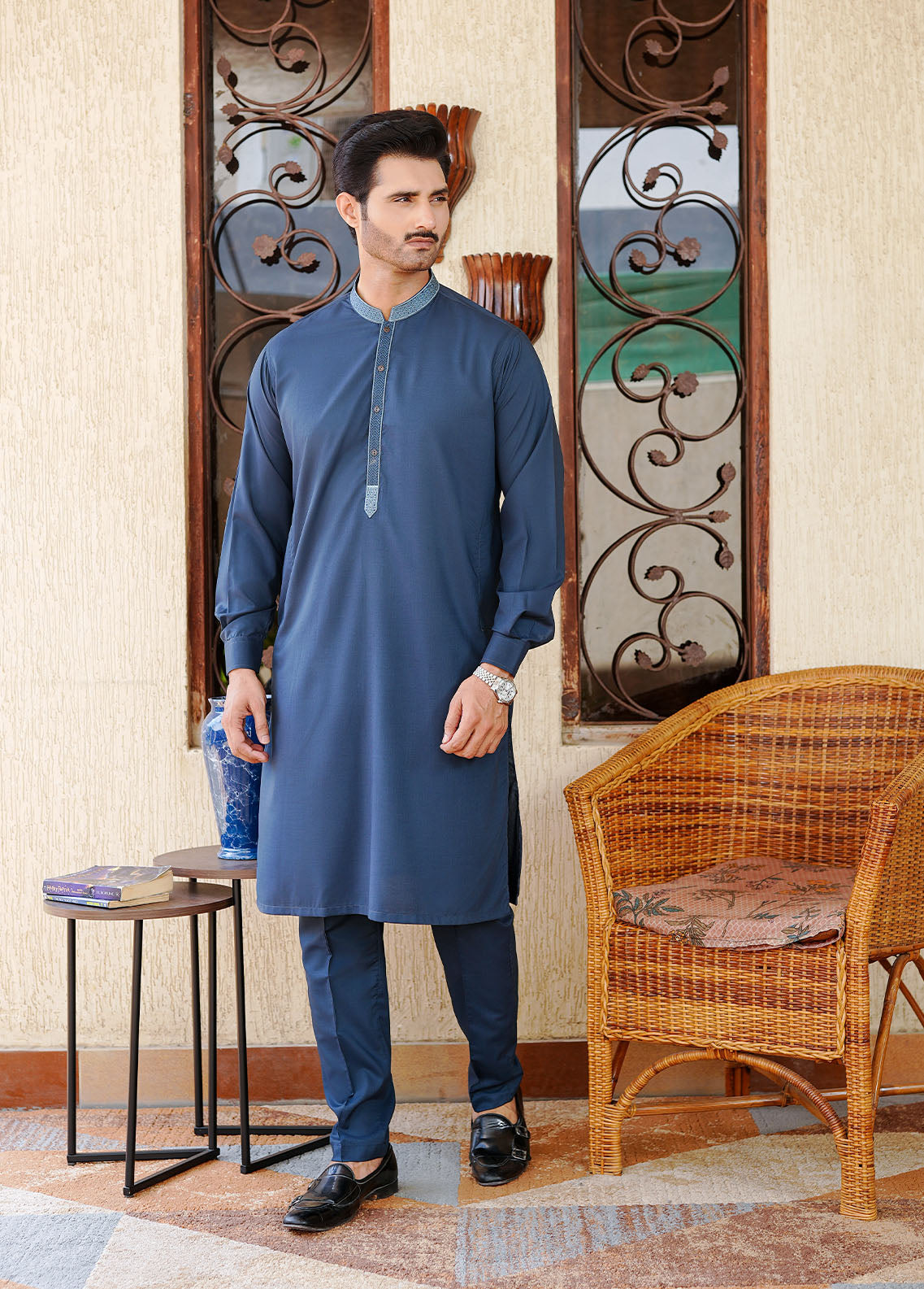 wash & wear Kurta Set in Sapphire blue