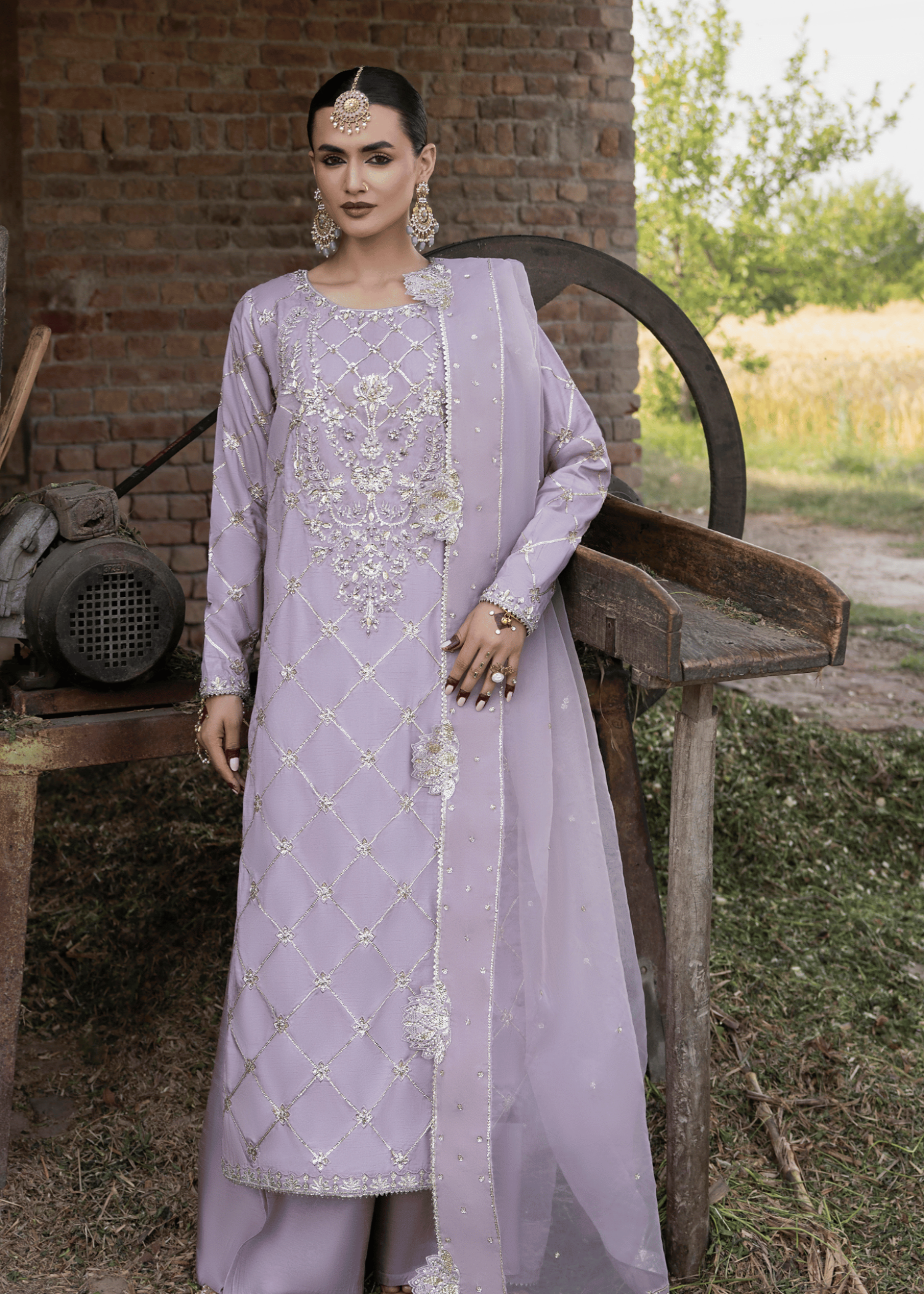 korean raw silk Kurta Set in Lavender