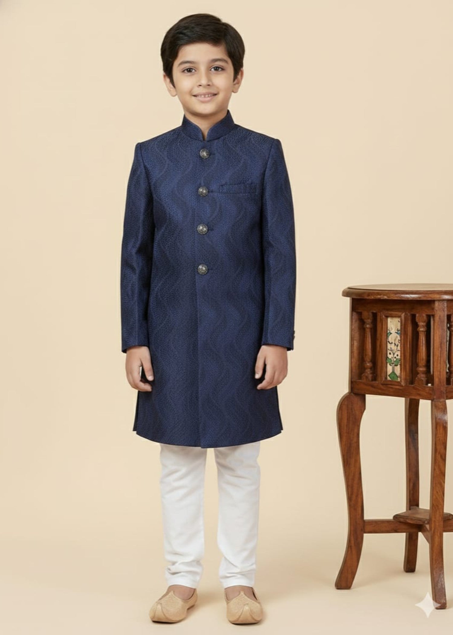 jamawar Sherwani in Navy blue