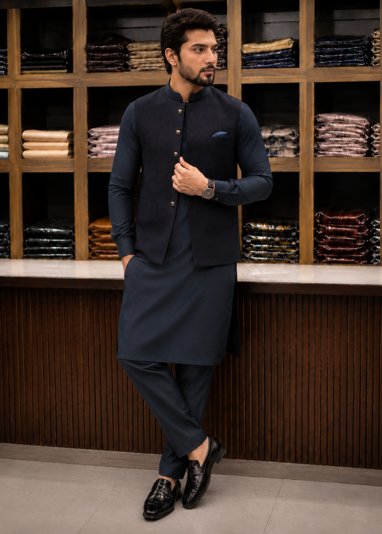 wash & wear Waistcoat in Twilight blue