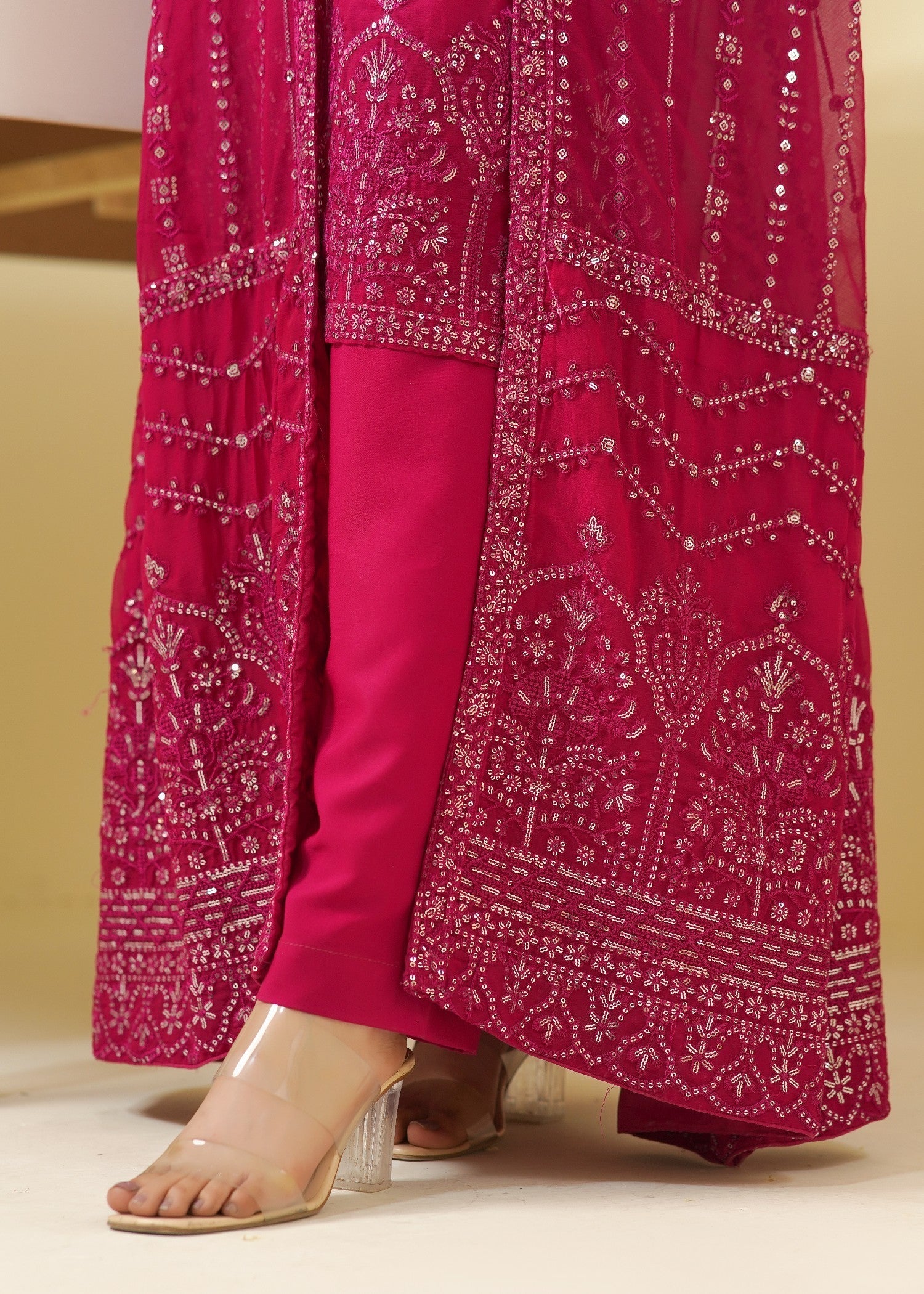 chiffon Gown in Hot pink