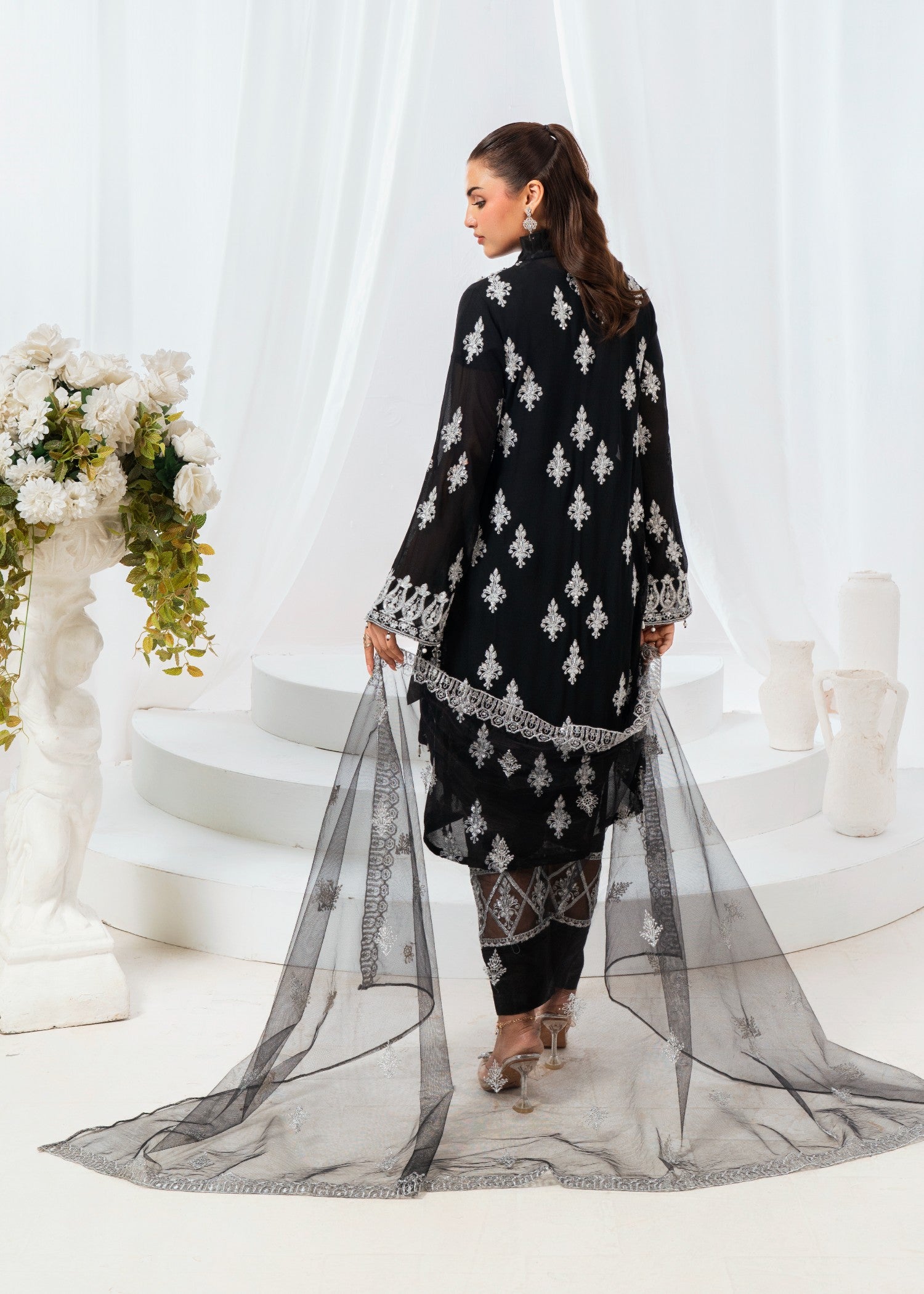 chiffon Gown in Black