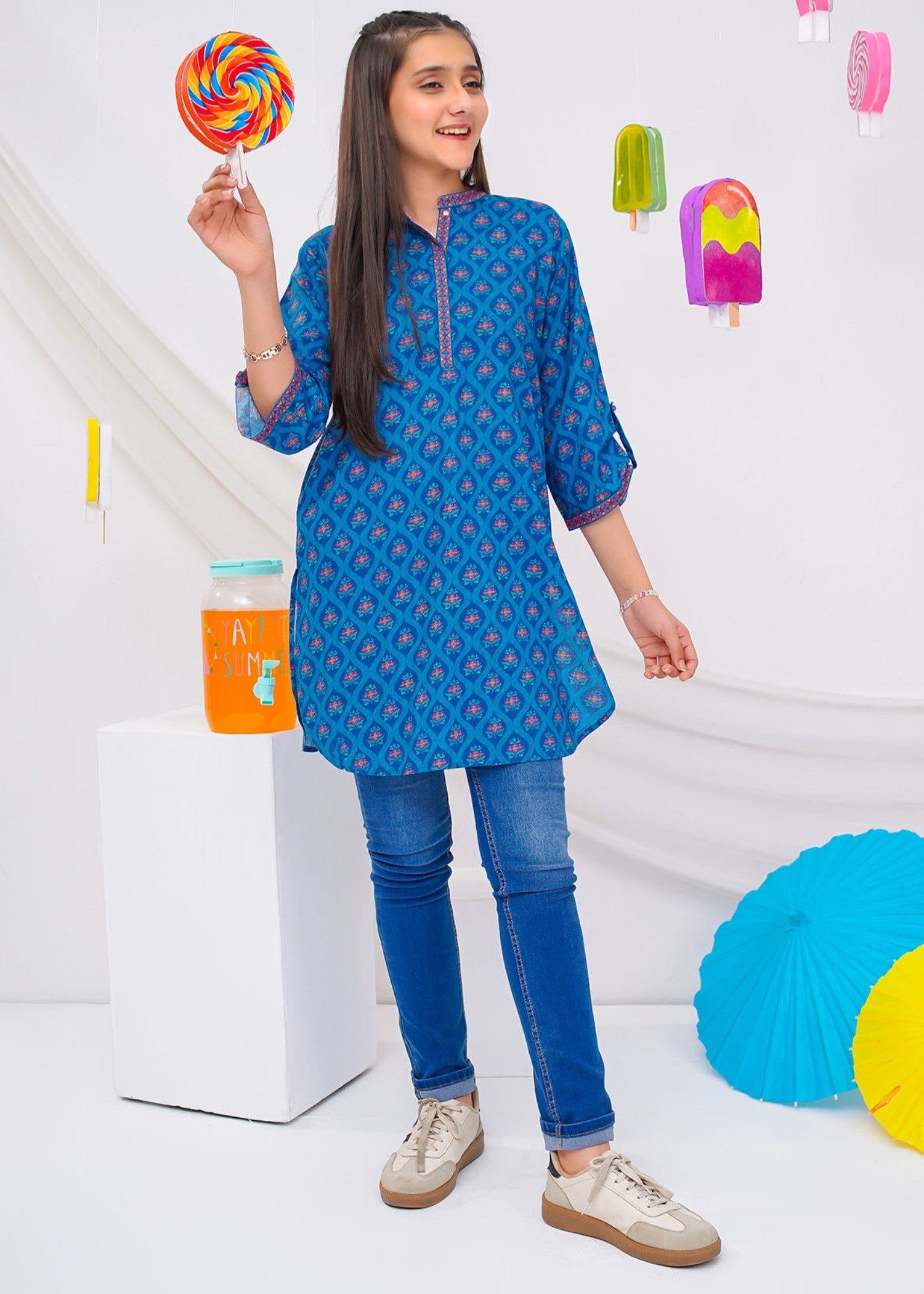 lawn cotton Kurti in Blue