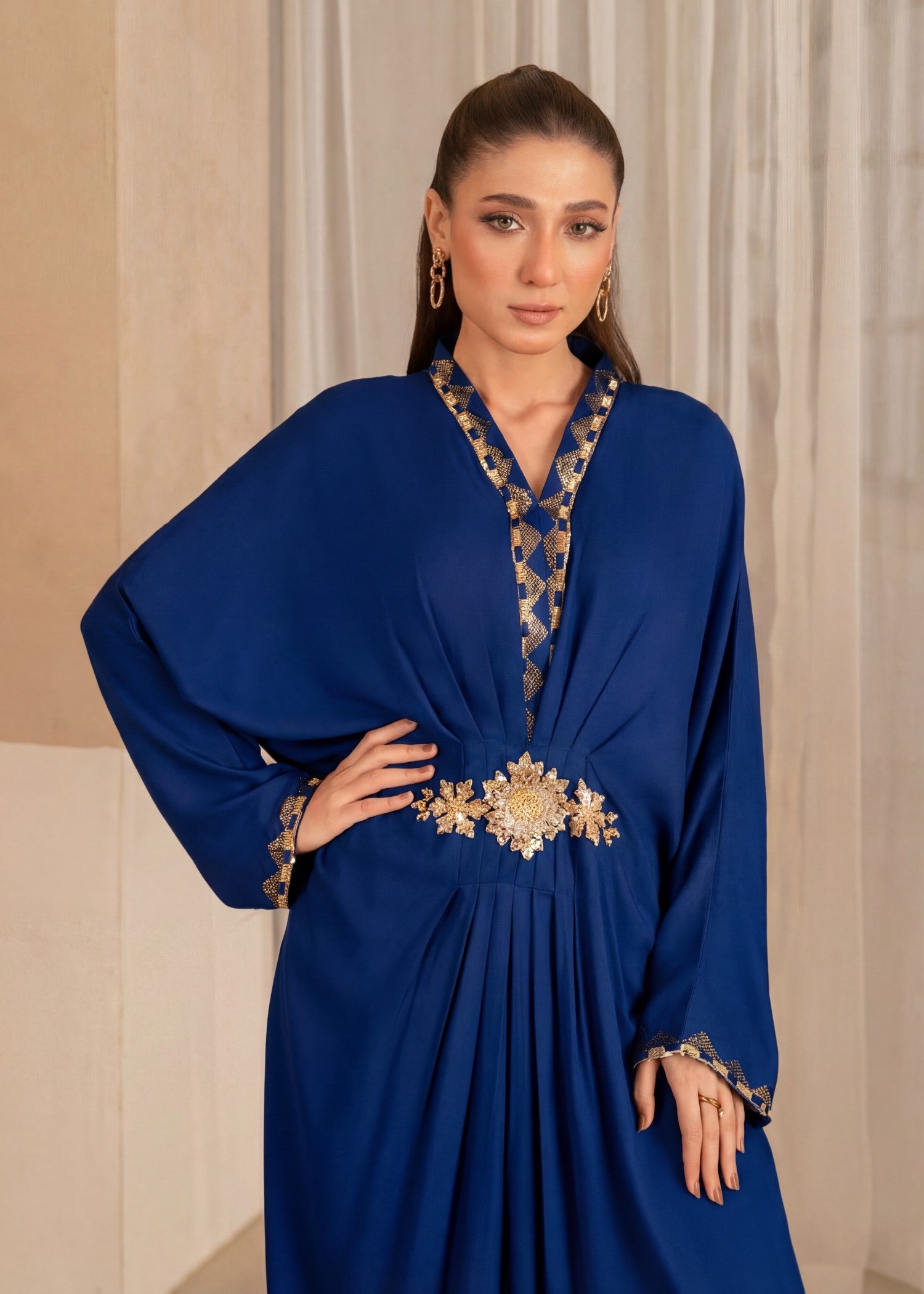 linen Kaftan in Navy blue