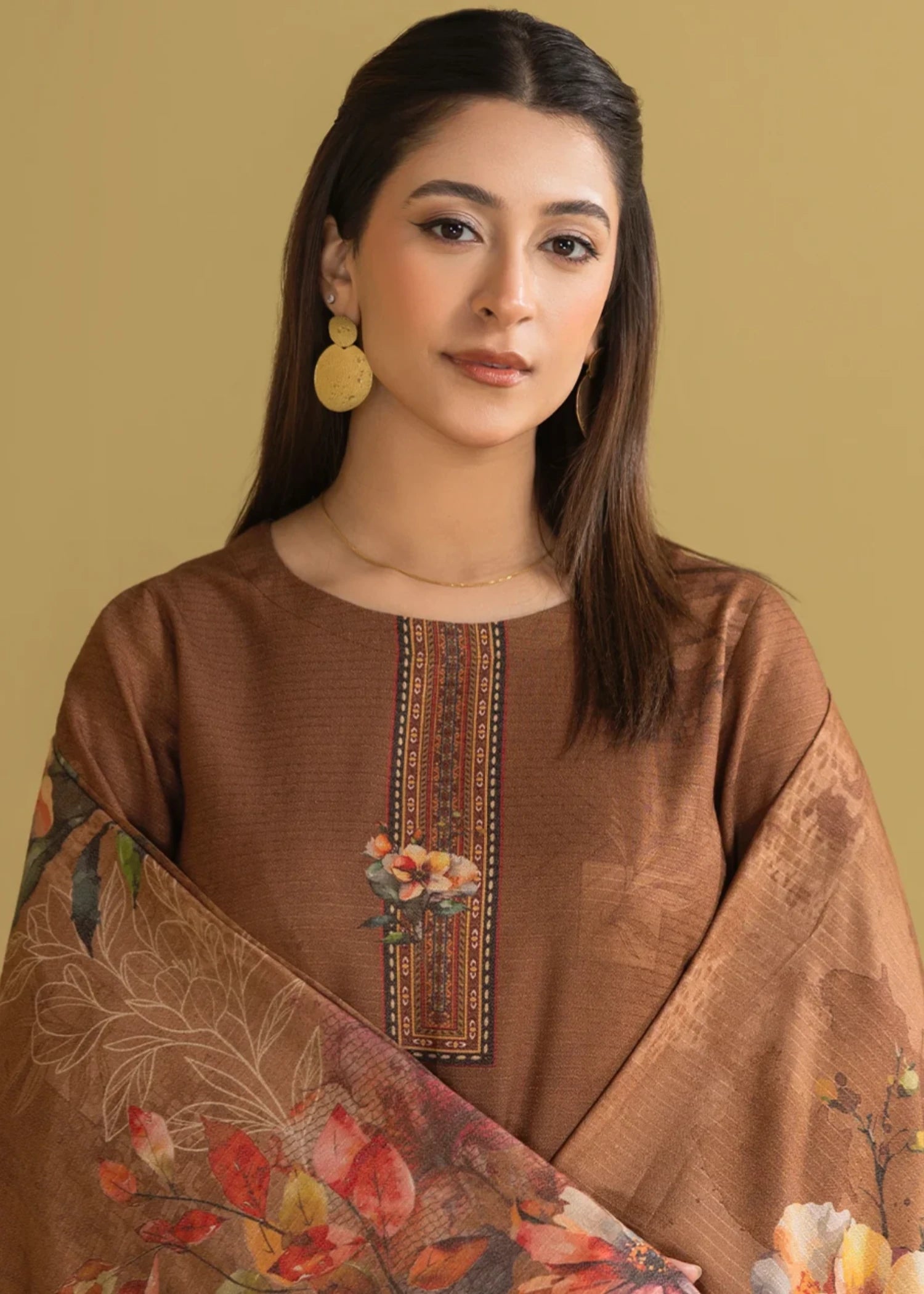 dhanak Unstitched in Camel brown