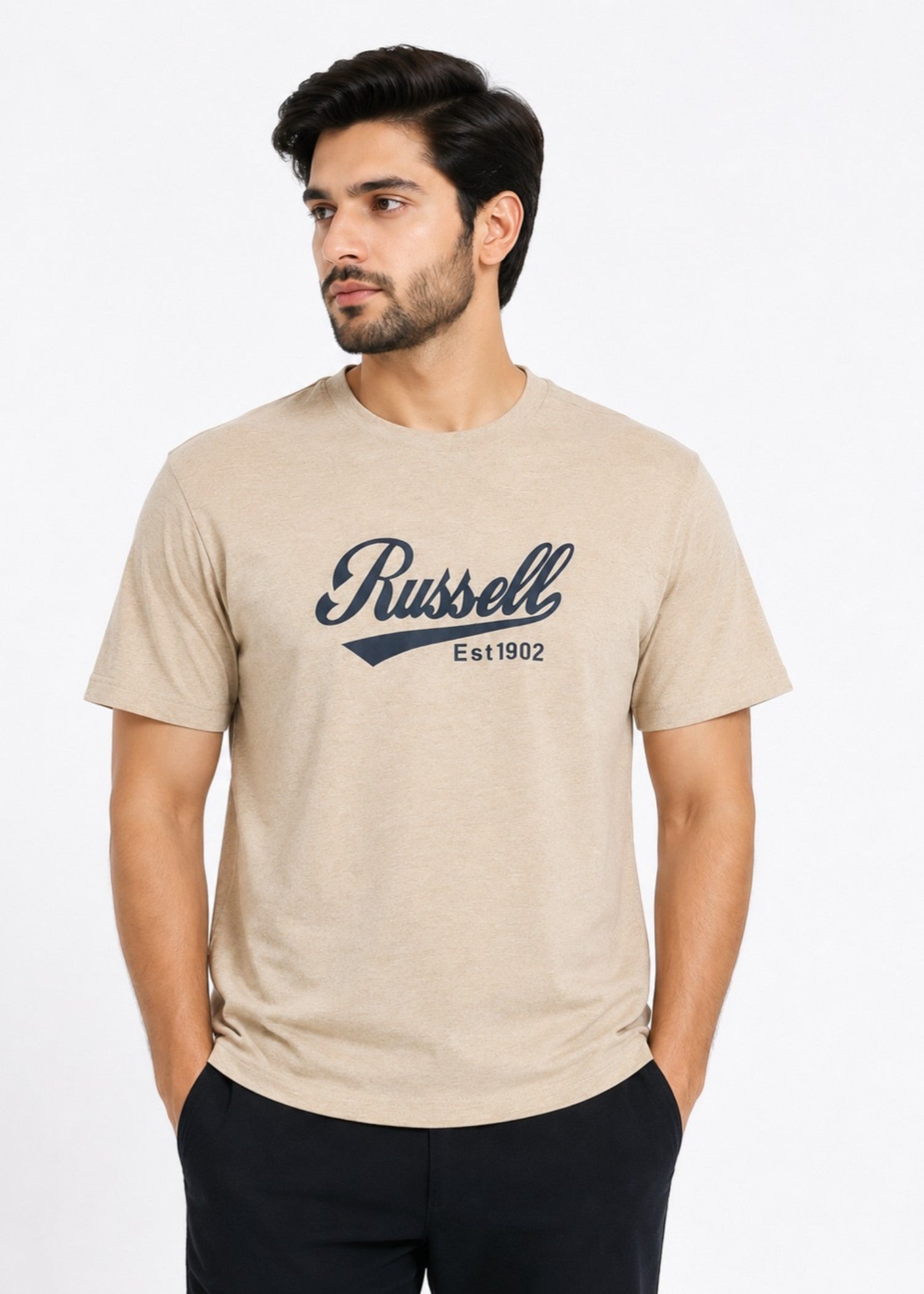 cotton T Shirt in Camel brown by Imagination Apparel