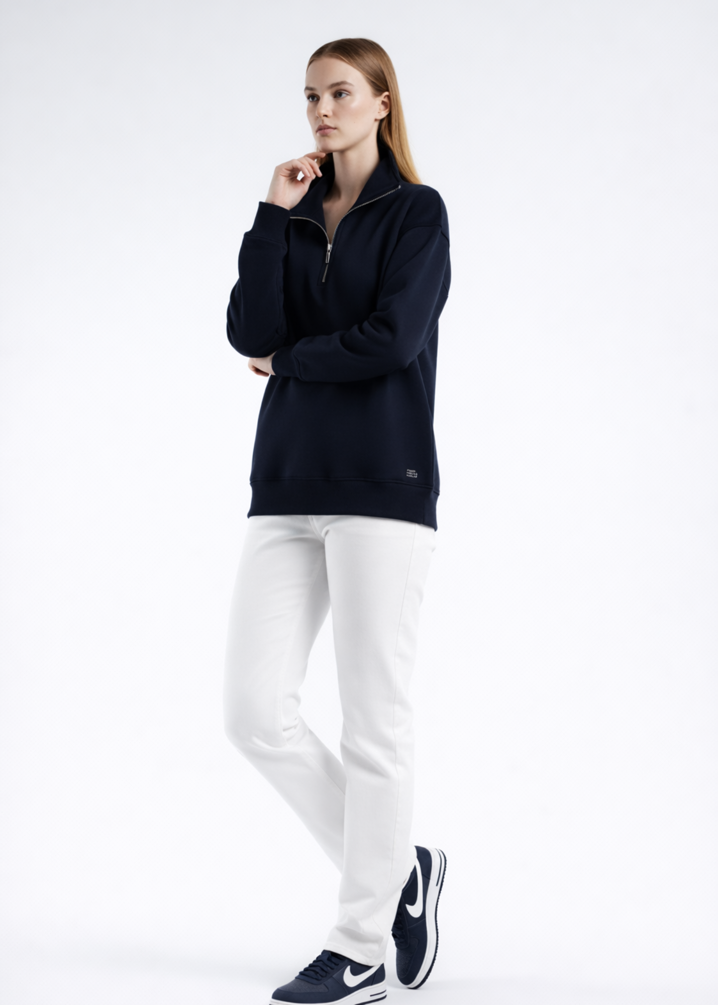 cotton Sweatshirt in Dark blue