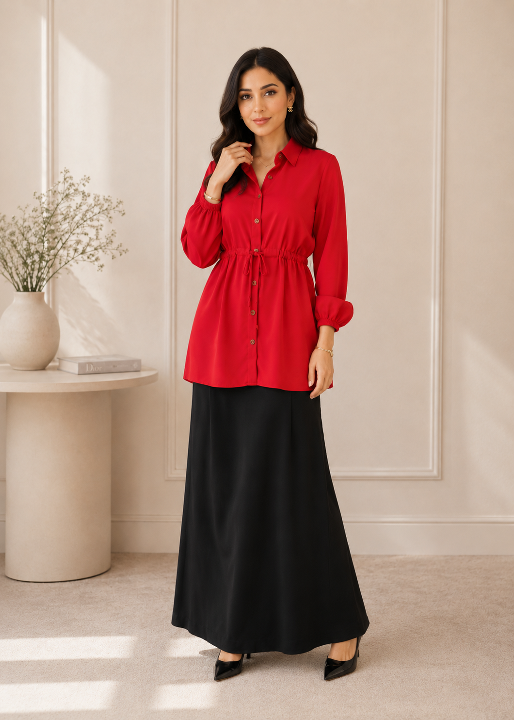 georgette Top in Red