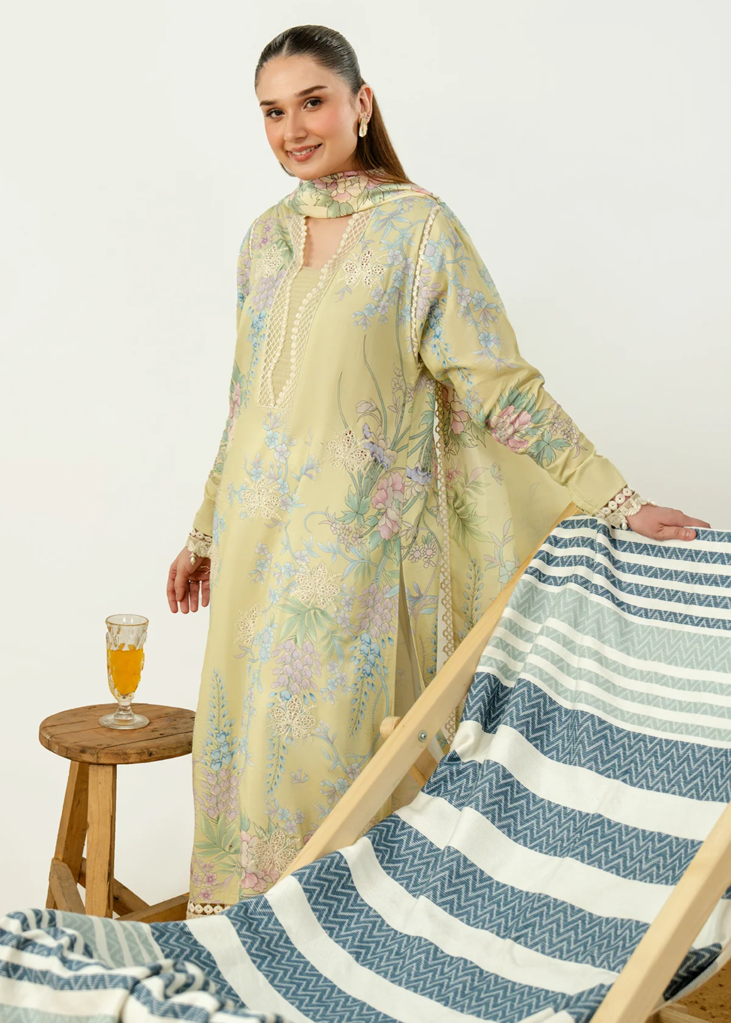 lawn Unstitched in Pale yellow