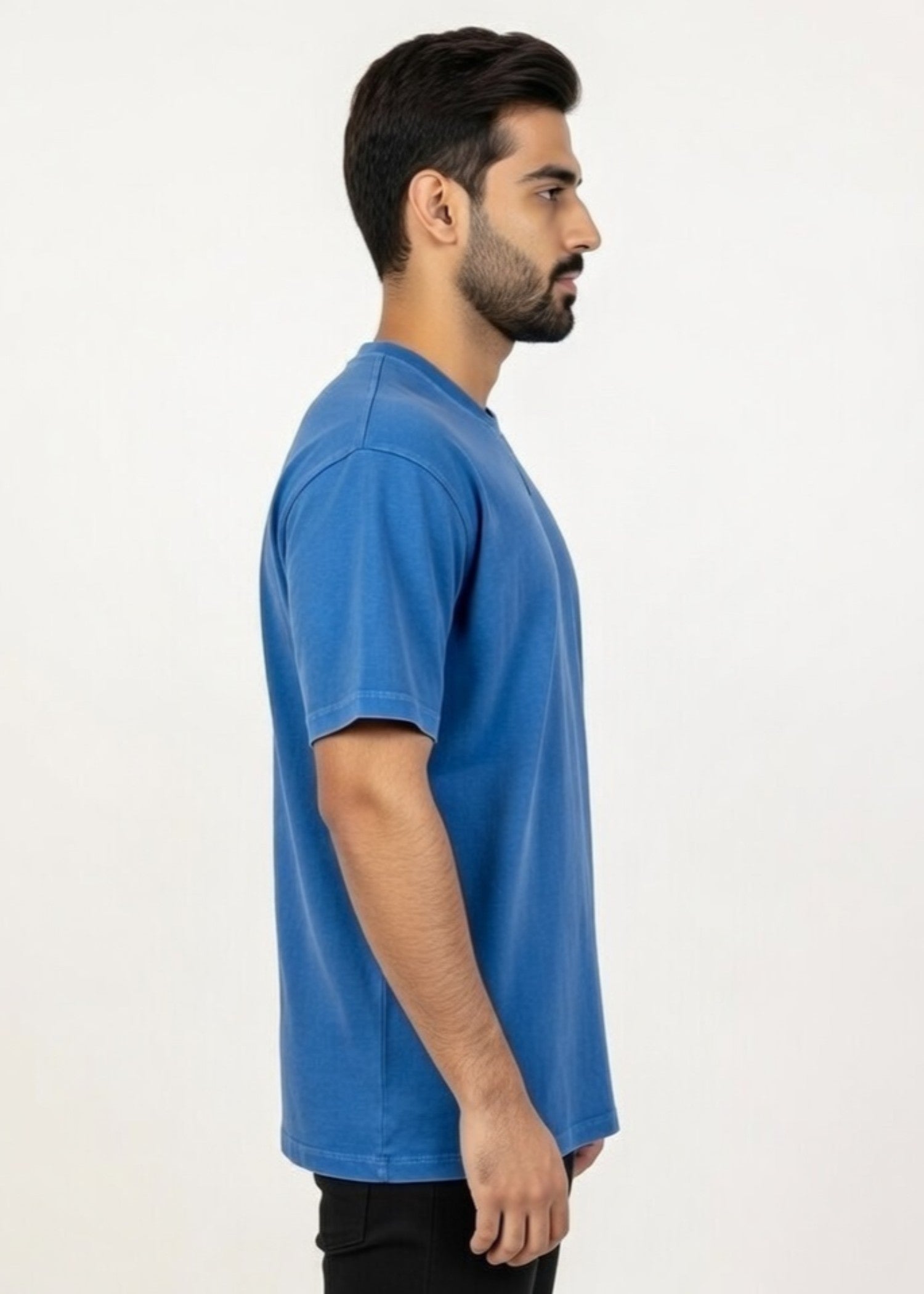 single jersey knit T Shirt in Blue