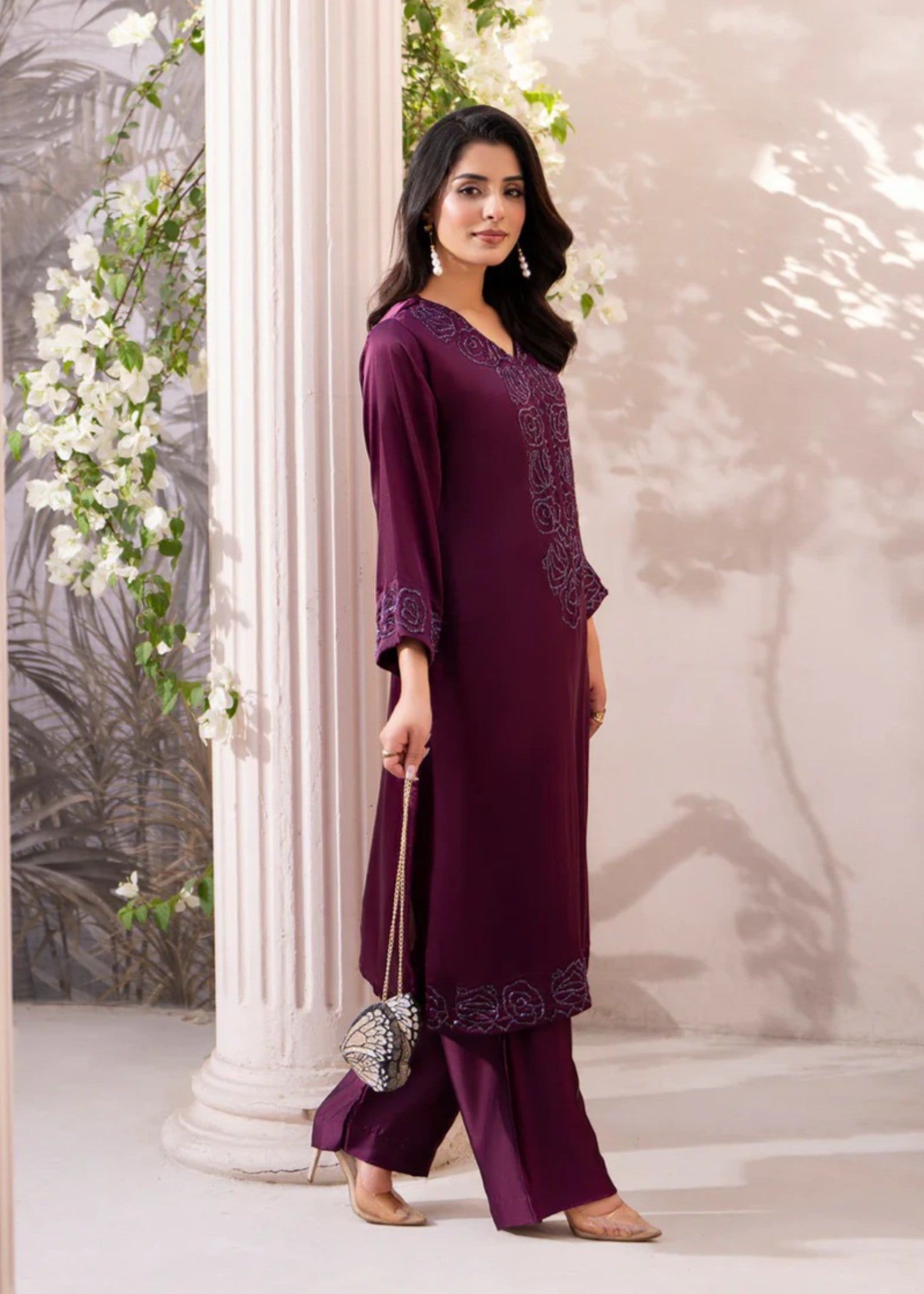 indian raw silk Kurta Set in Maroon