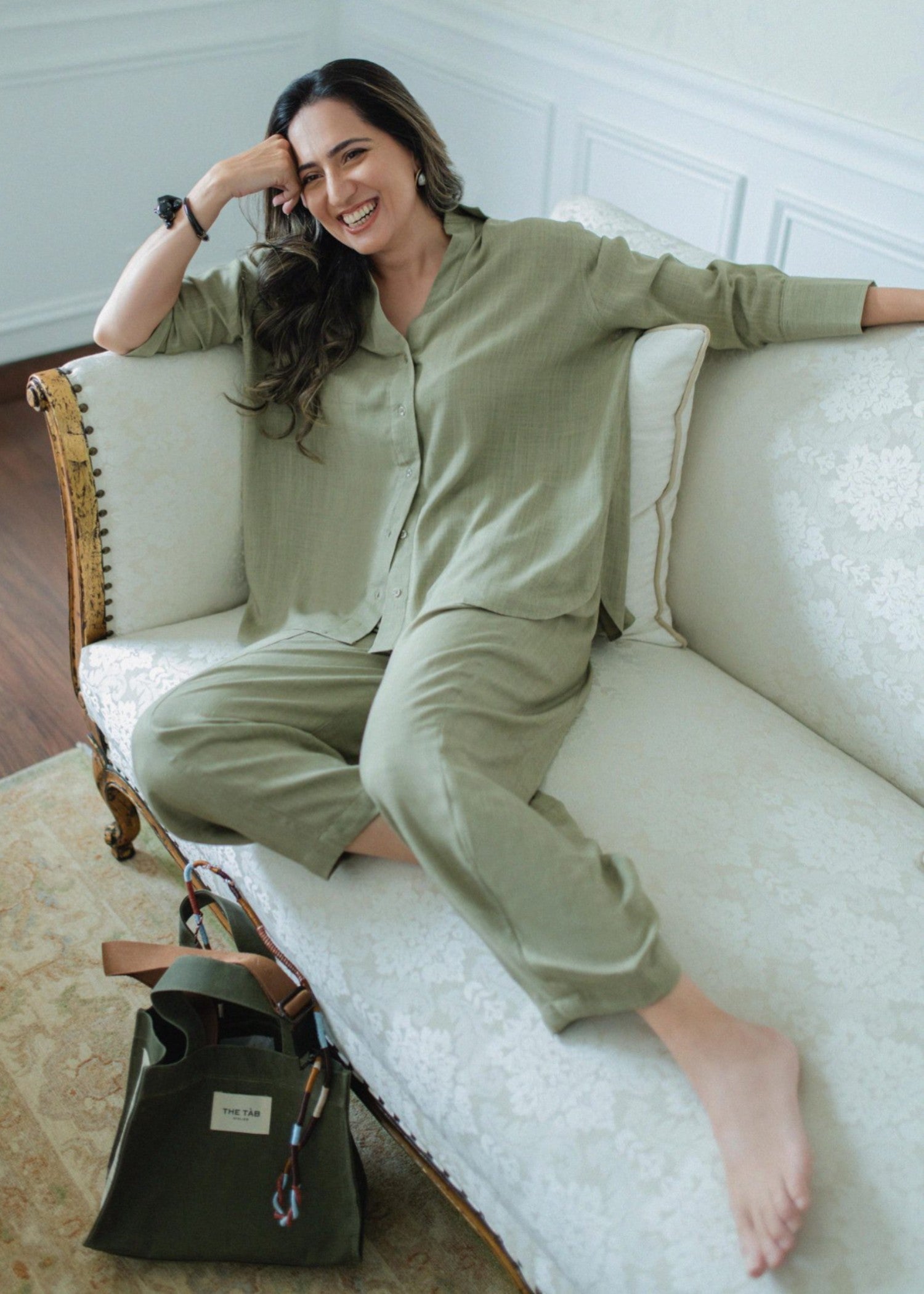 irish linen Co ord Sets in Green