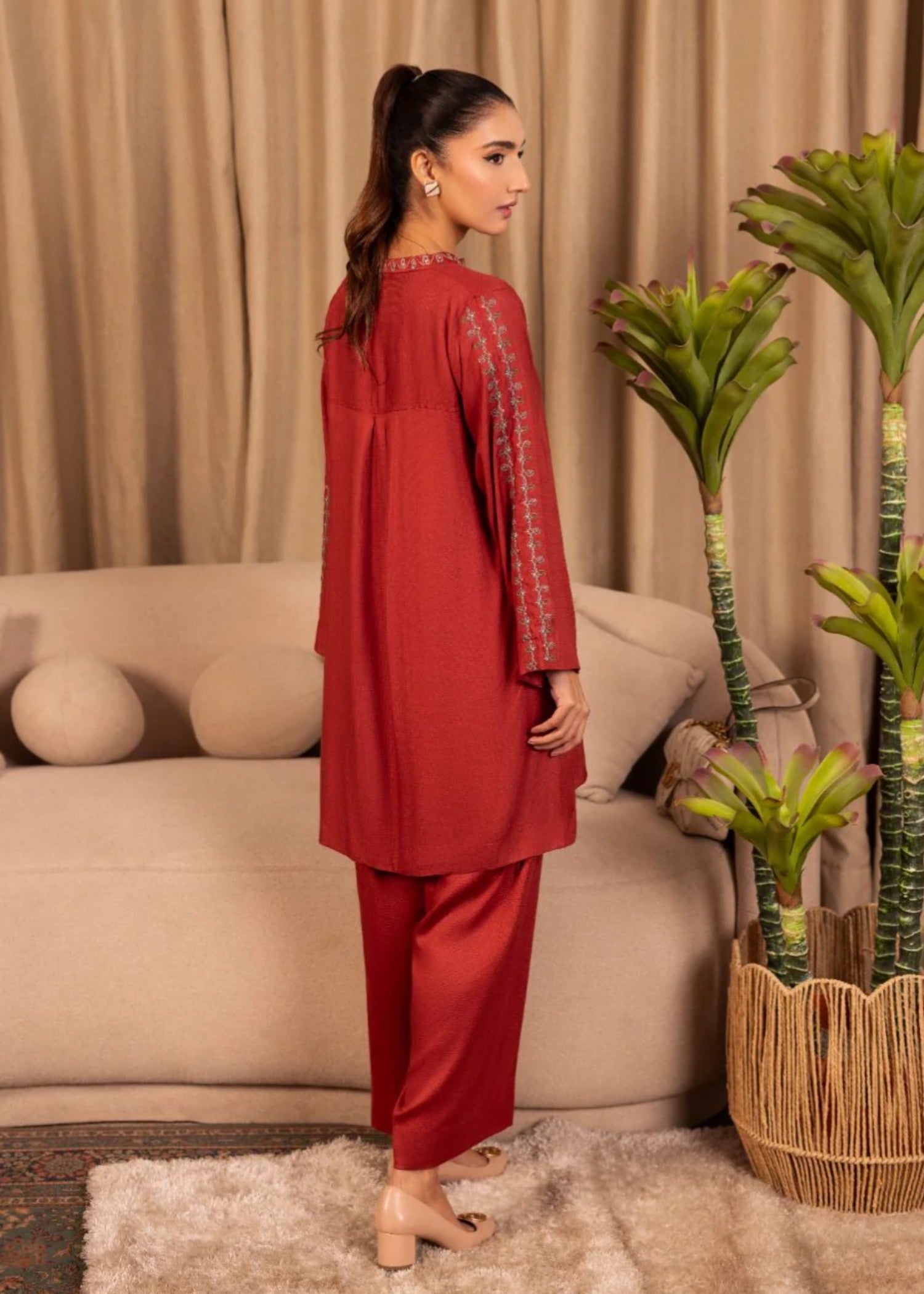 linen Co Ord Sets in Rust red