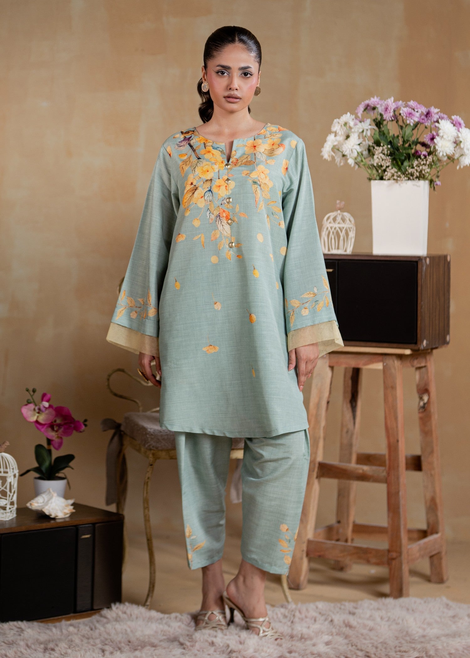 fine khaddar Co Ord Sets in Aquamarine