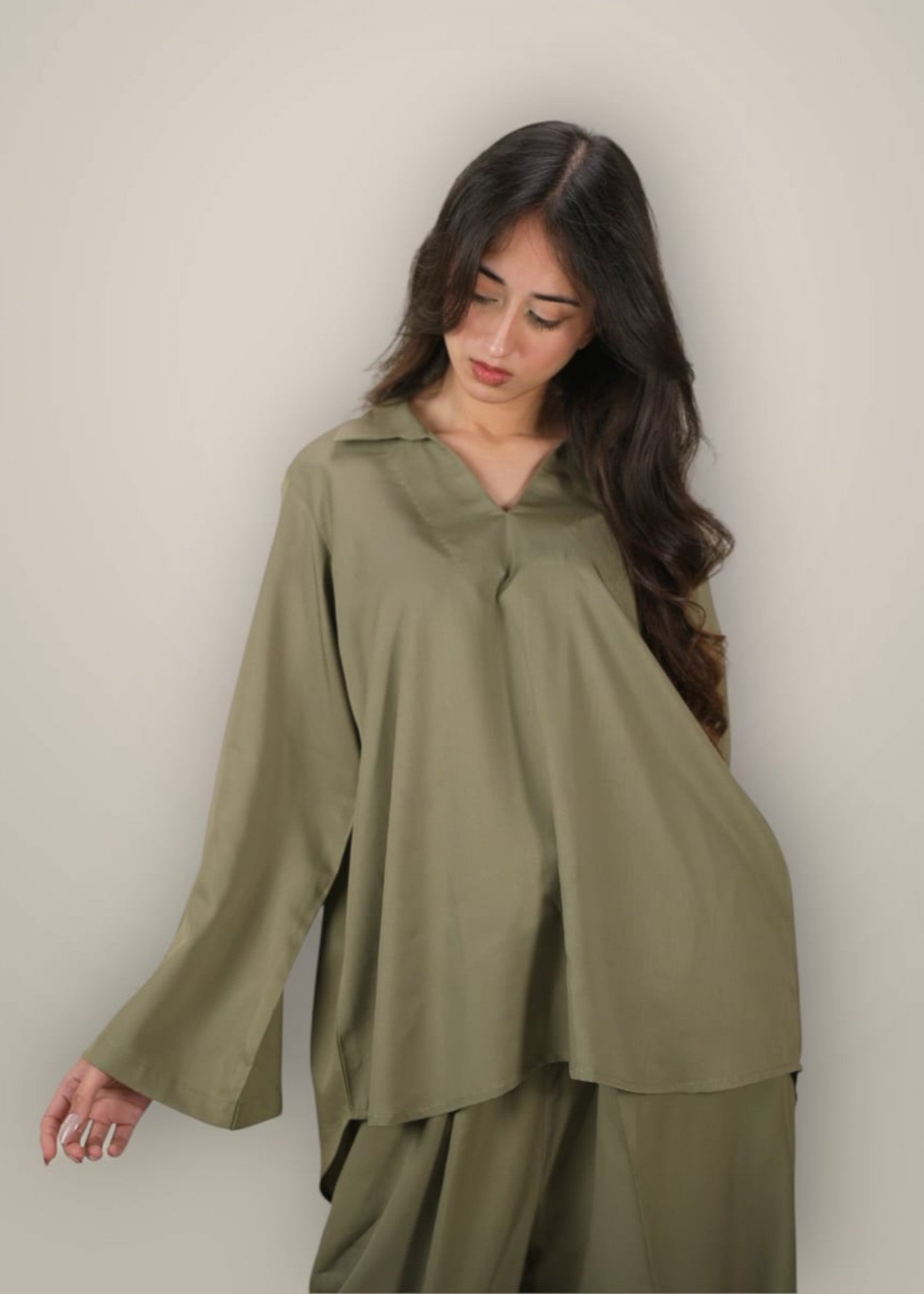 marina linen Co Ord Sets in Sage green