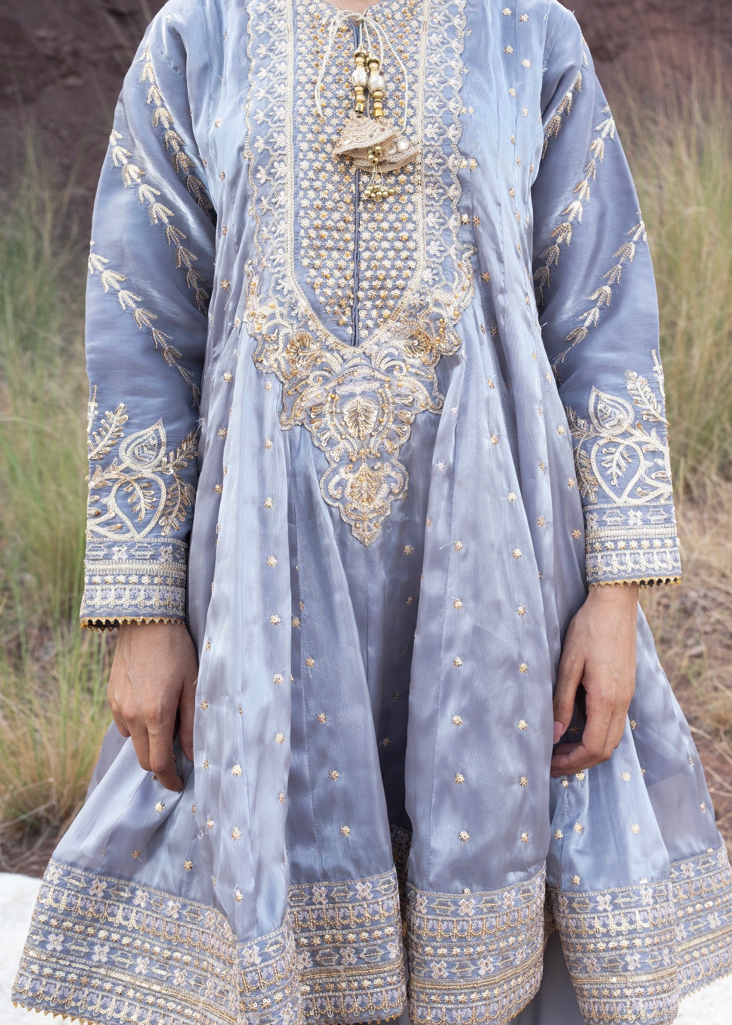 cotton silk Short Frock in Lavender
