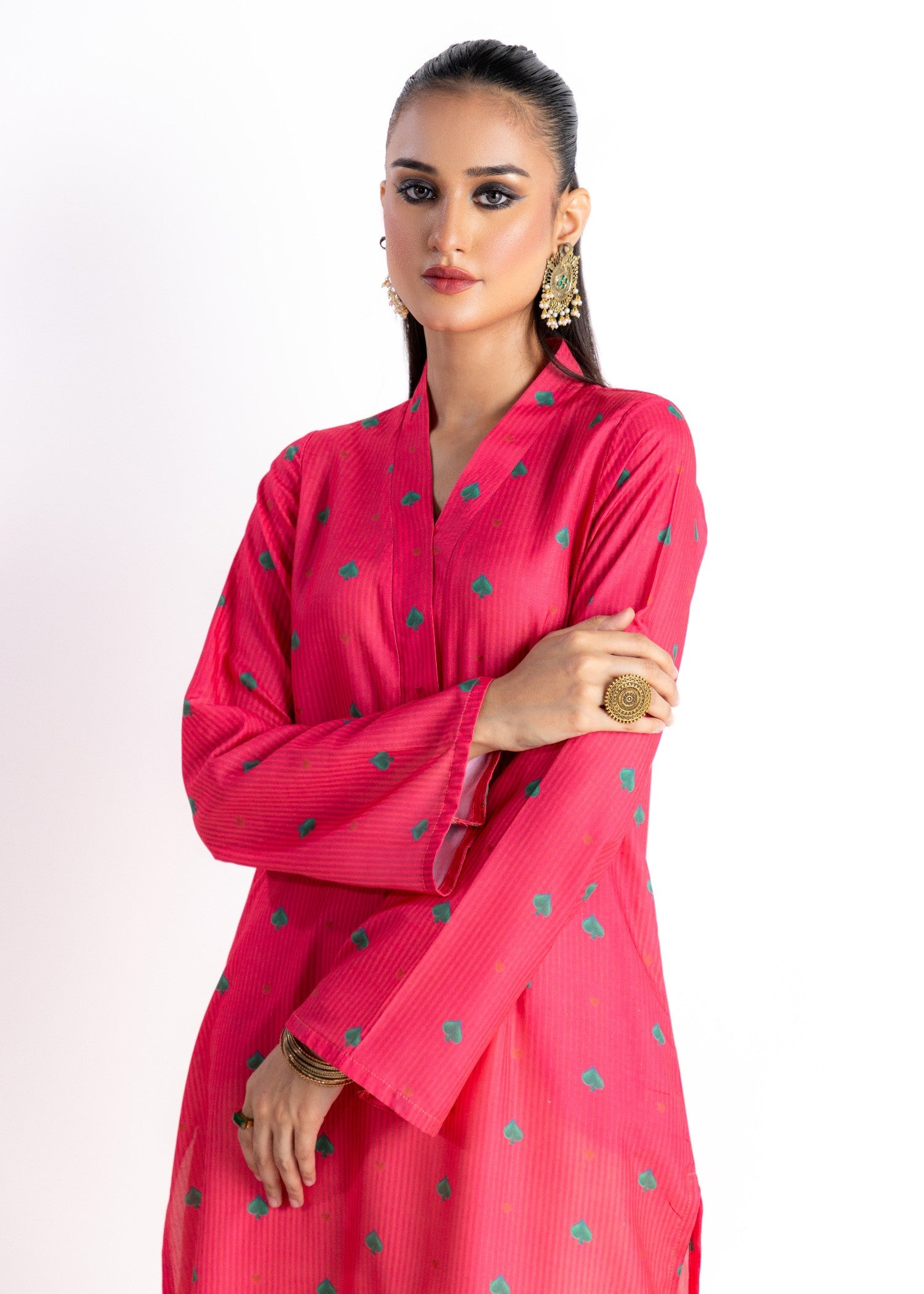 swiss lawn Kurti in Hot pink