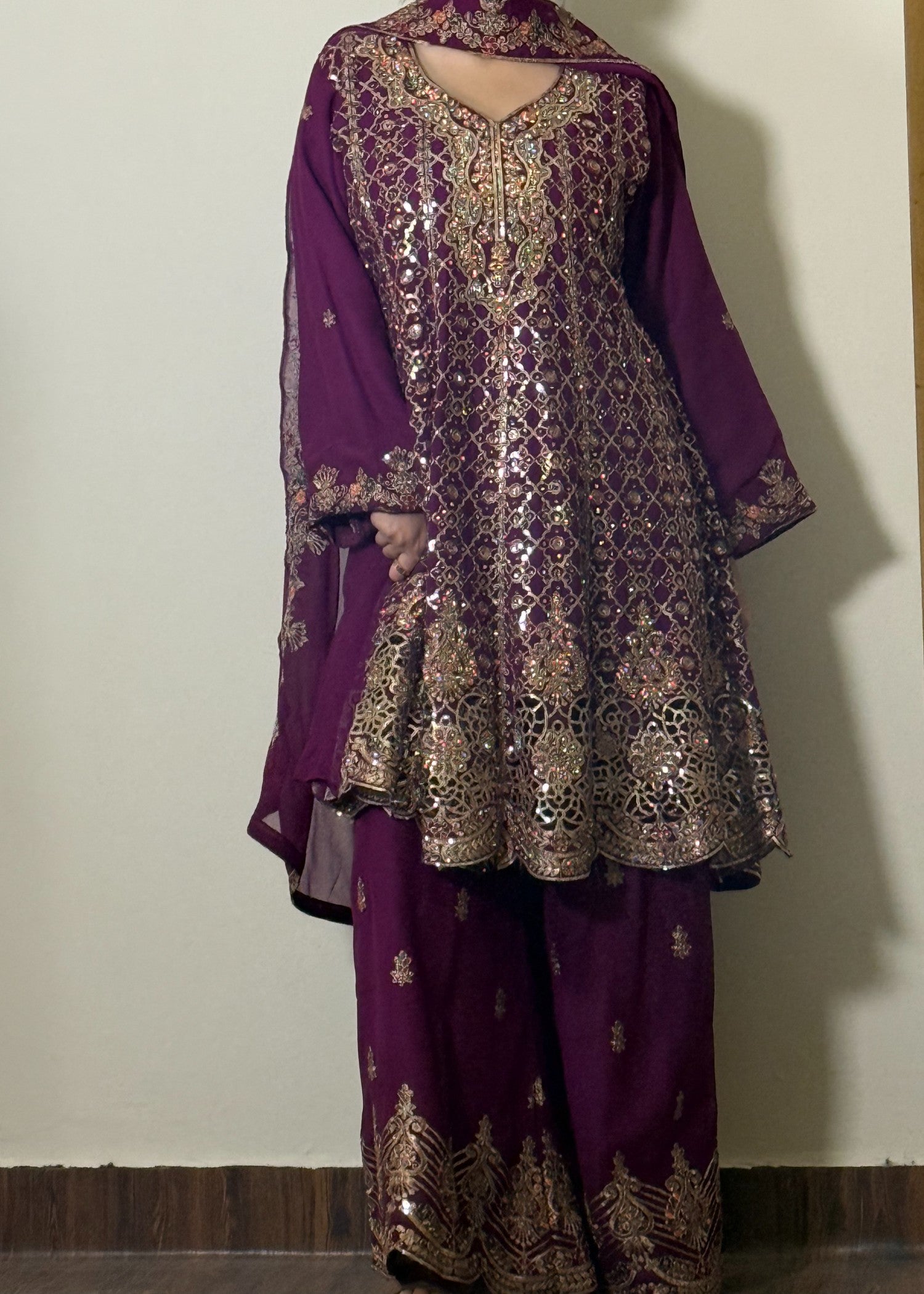 chiffon Short Frock in Purple