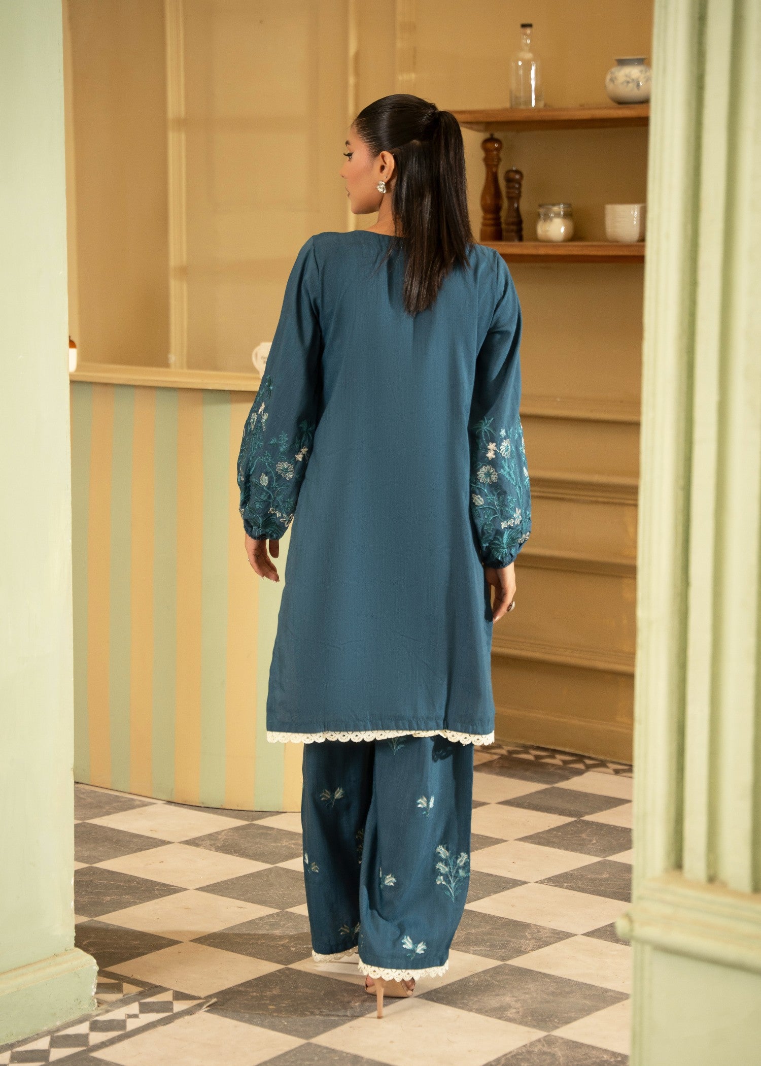 khaddar Co Ord Sets in Teal