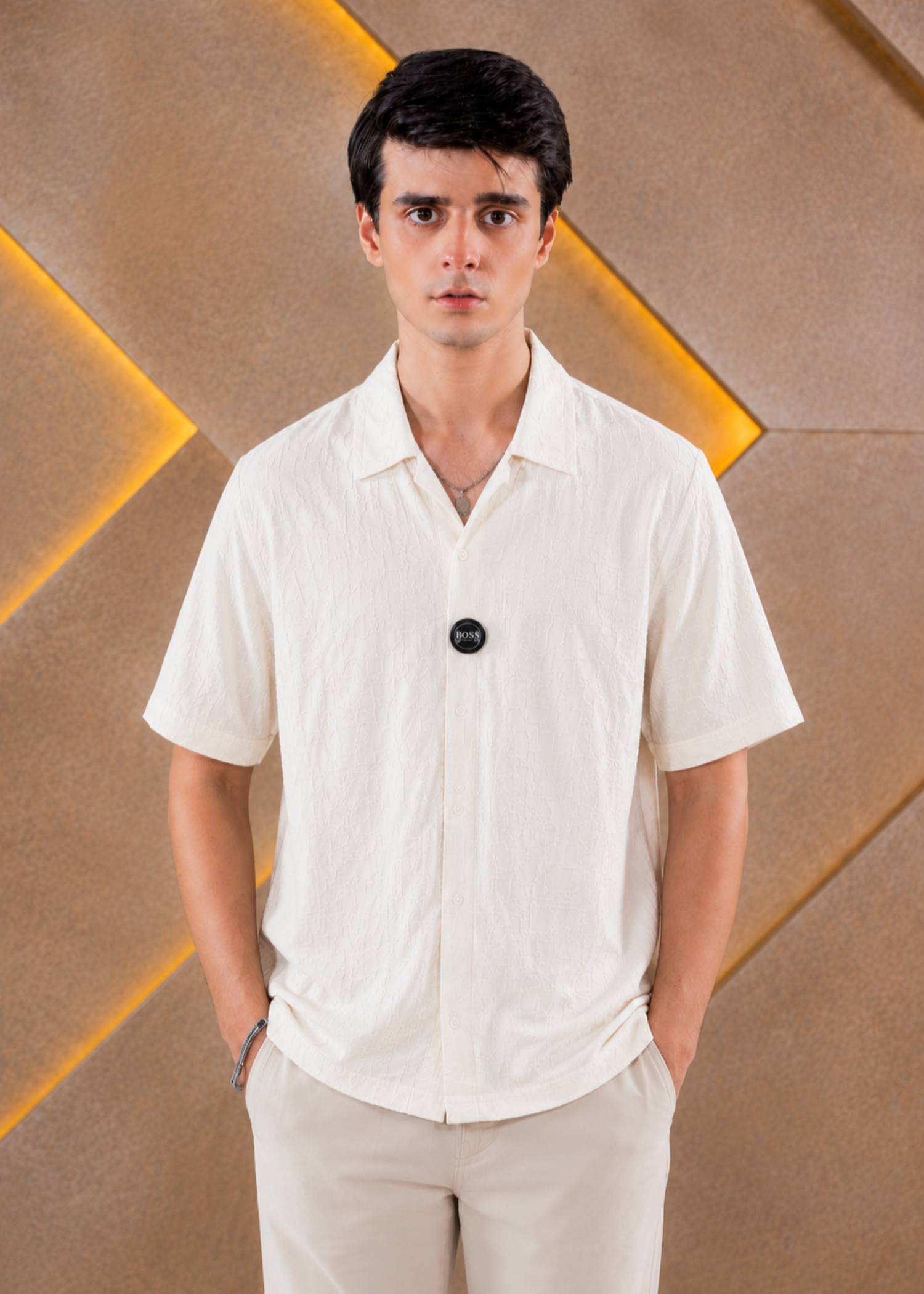 cotton Casual Shirt in Off-white by Ecowears.Pk