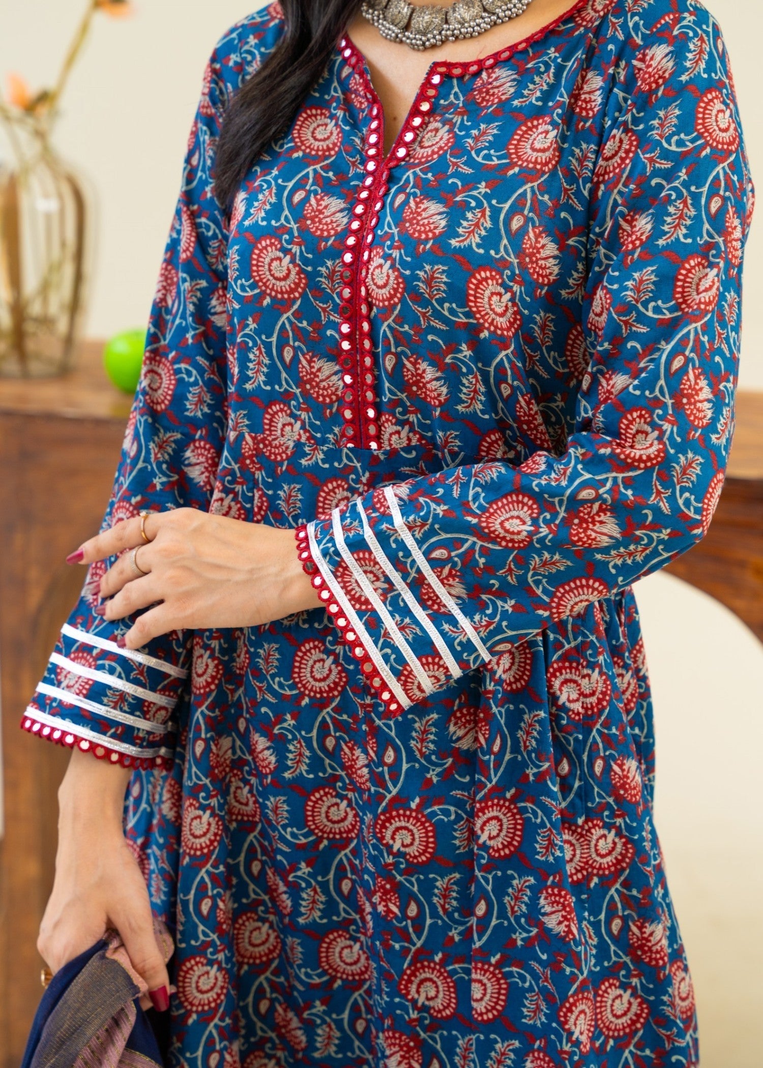 lawn Anarkali in Blue