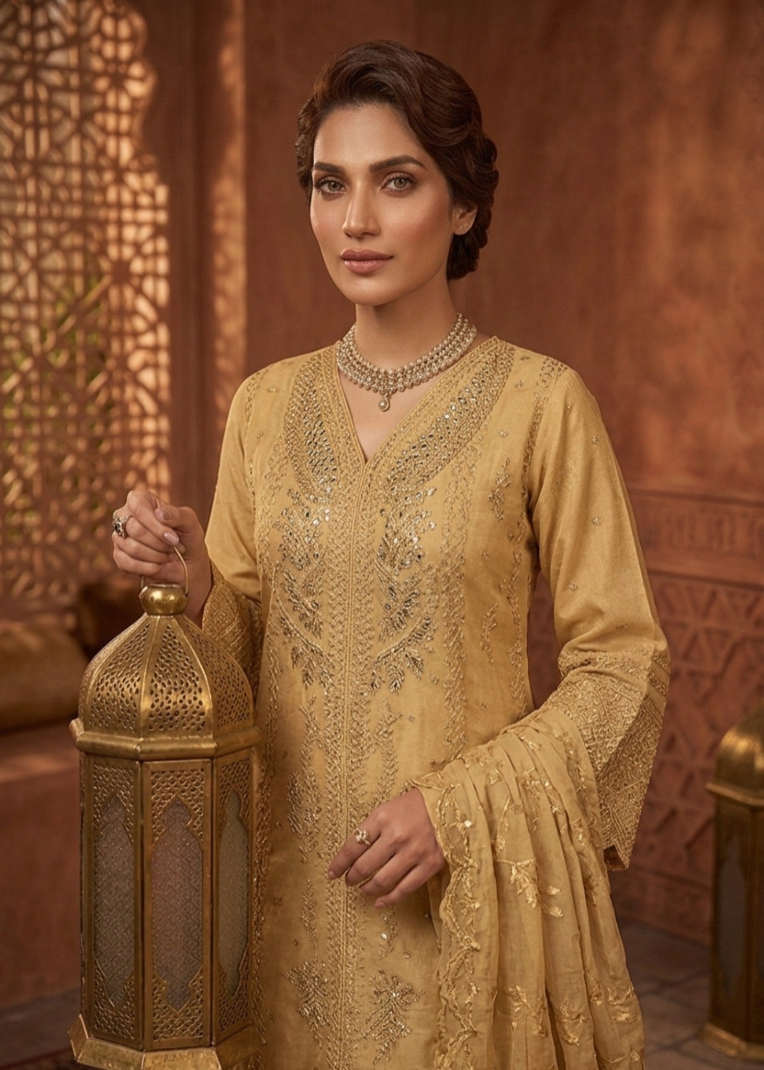 organza net Kurta Set in Mellow yellow