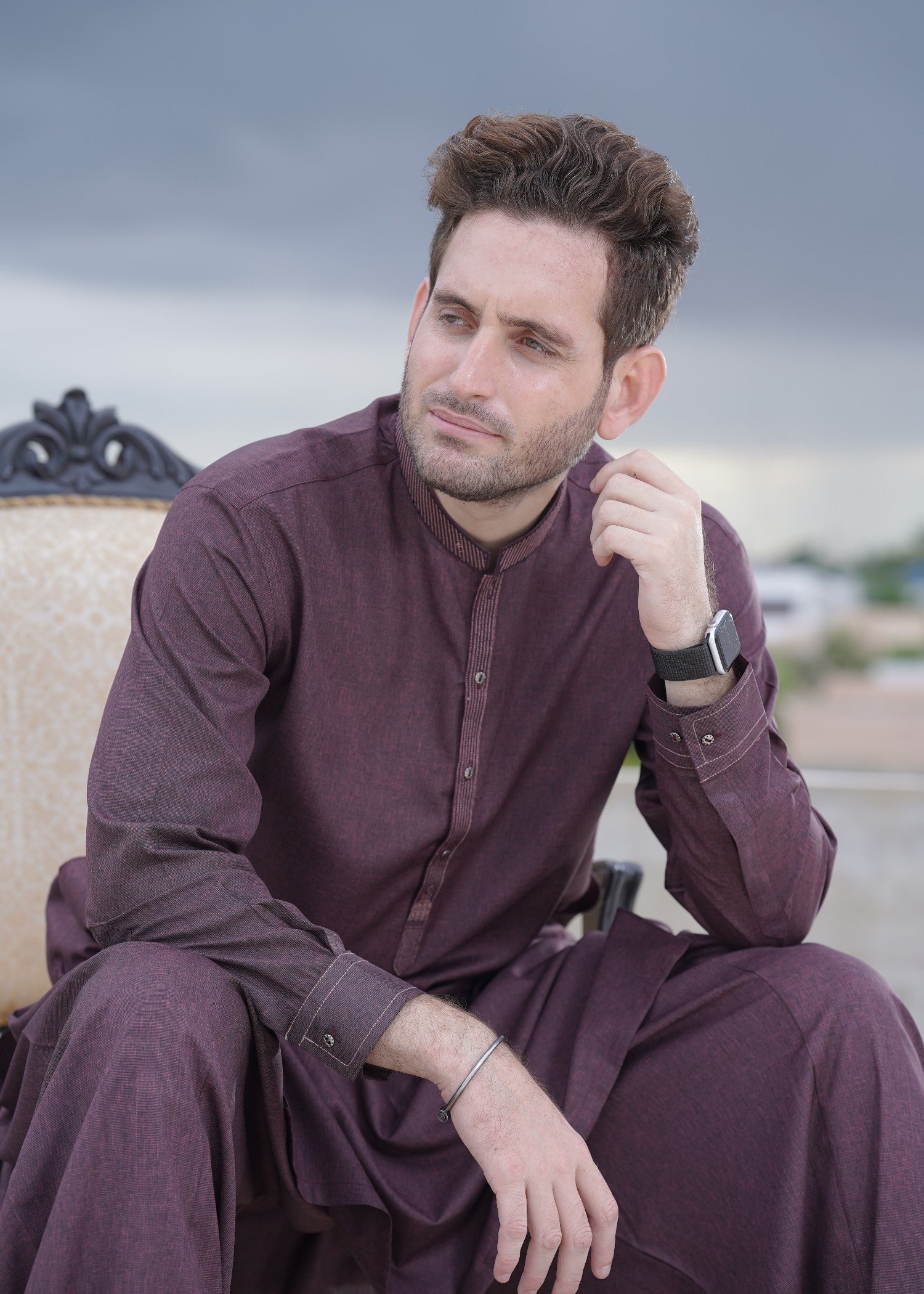 wash & wear Shalwar Kameez in Mauve by Real Image Clothing