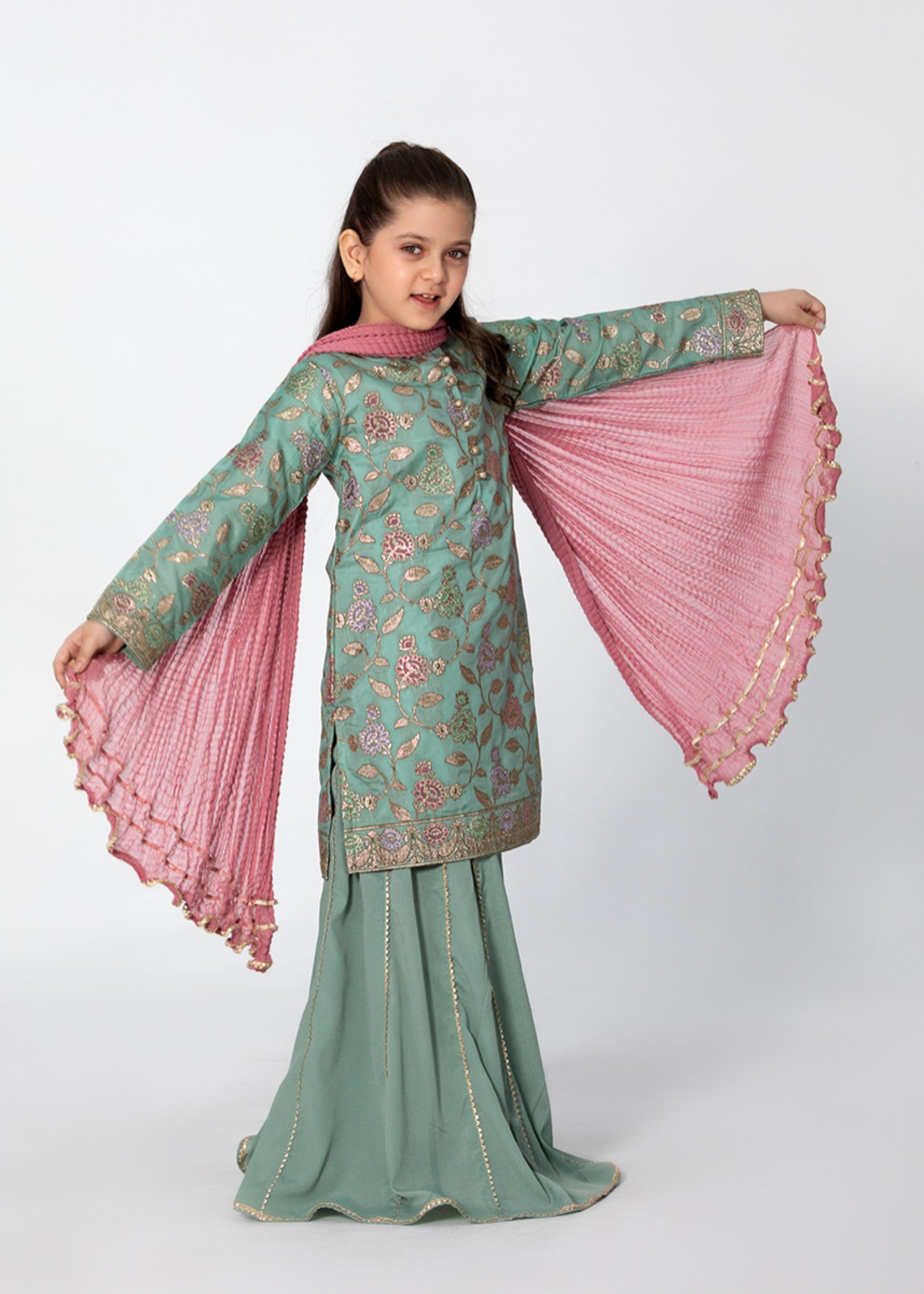 banarasi resham silk Sharara in Pastel green
