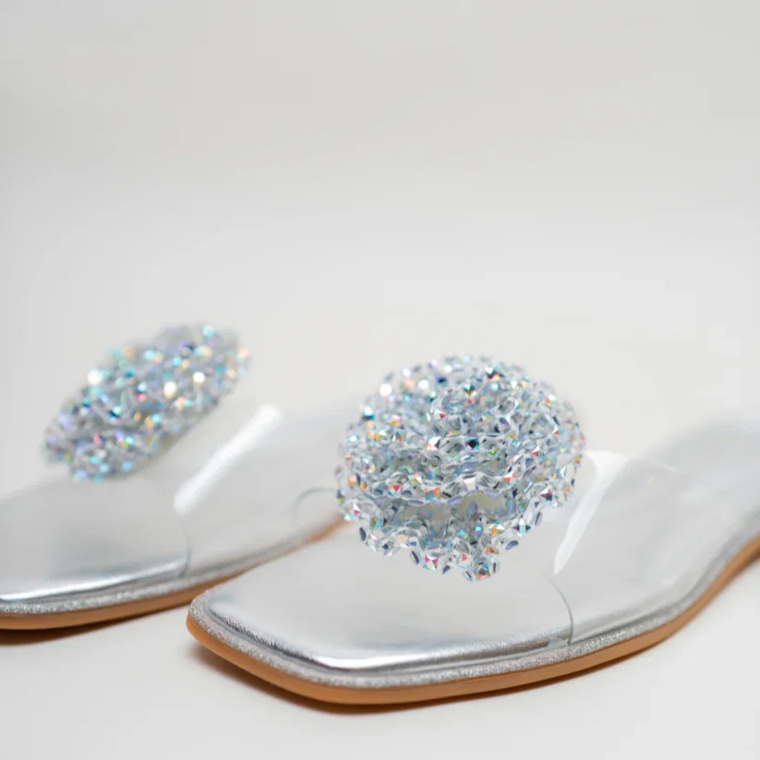 Slides in Silver by - High Quality Women Slides JLB9317