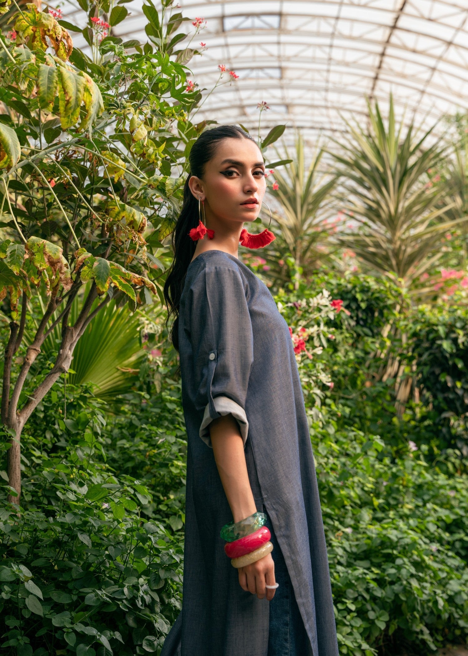 cotton Kurti in Slate grey