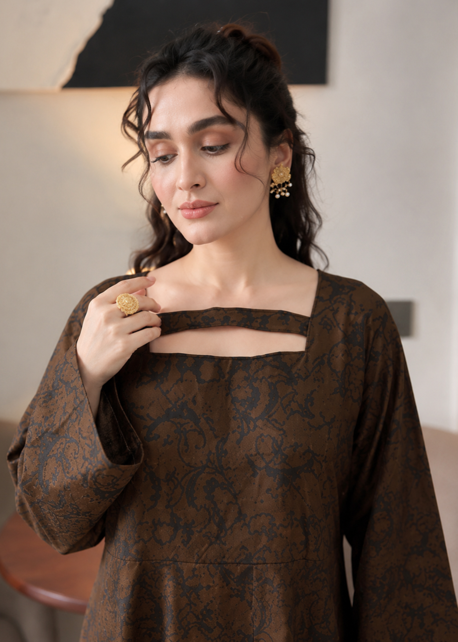 kattan silk Maxi in Espresso brown