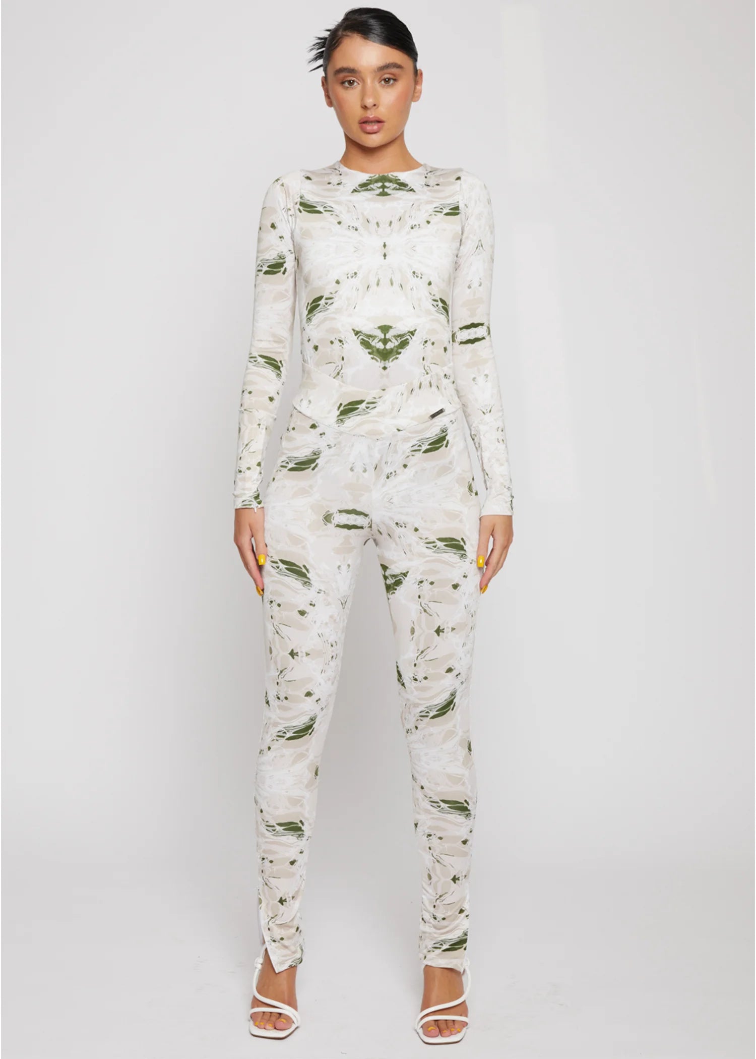 polyester-spandex Leggings in White